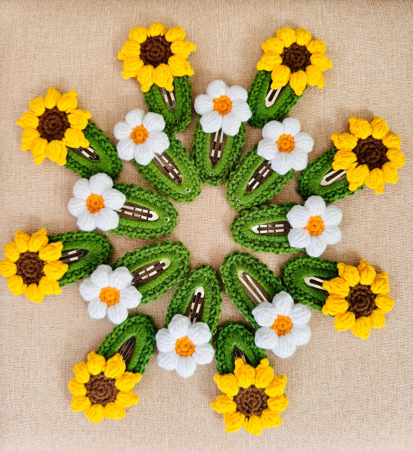 Crochet Sunflower or Daisy Hair Clip