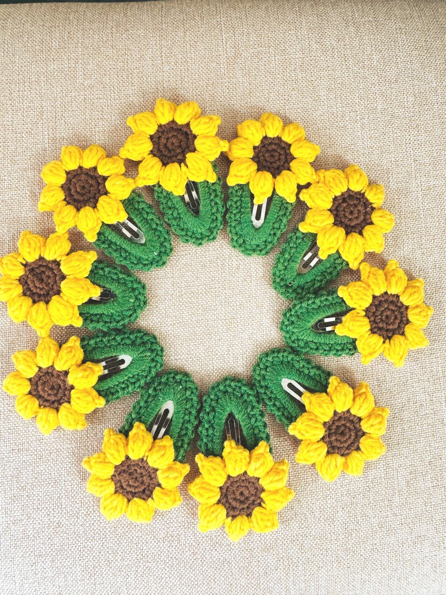Crochet Sunflower or Daisy Hair Clip
