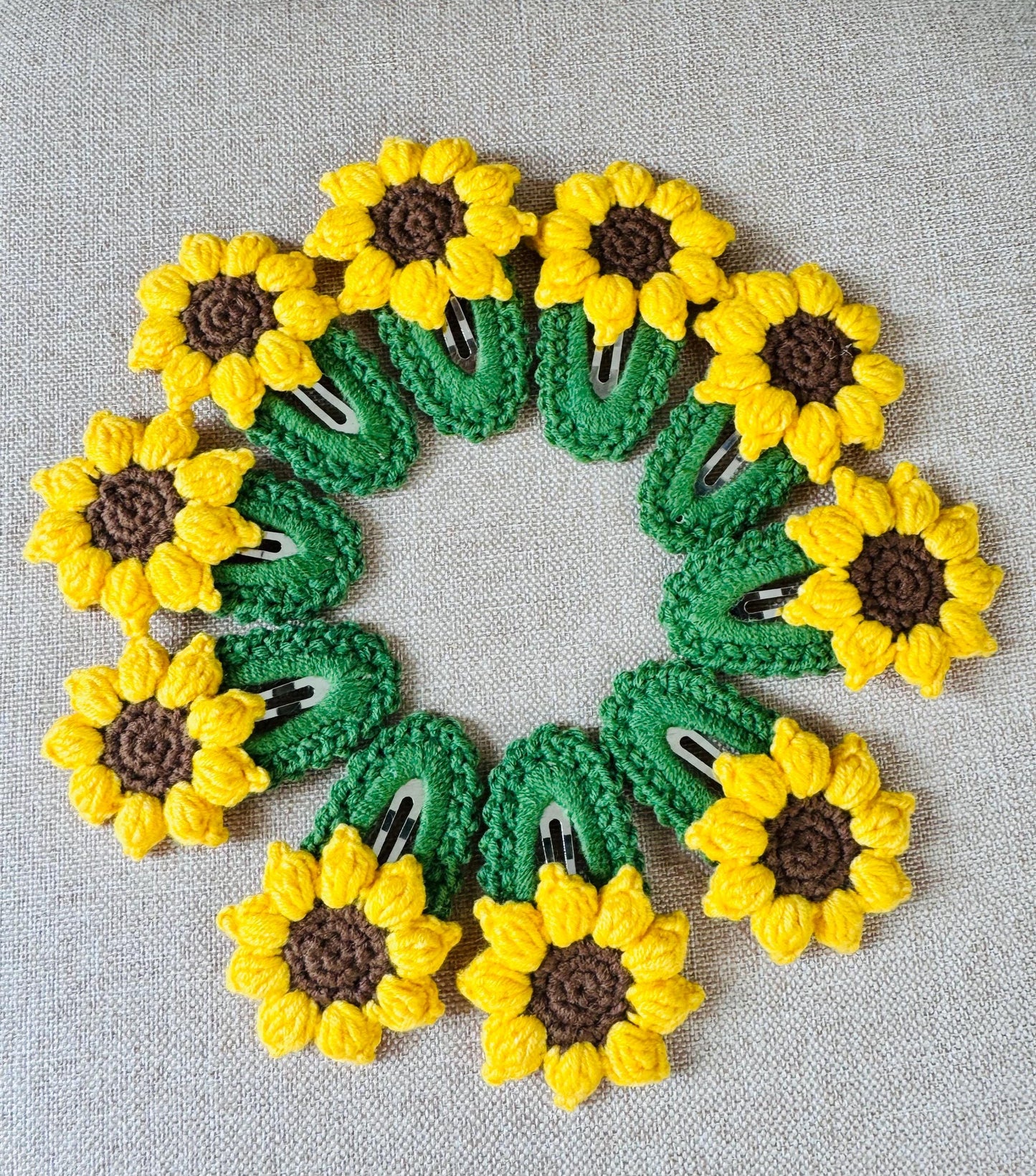 Crochet Sunflower or Daisy Hair Clip