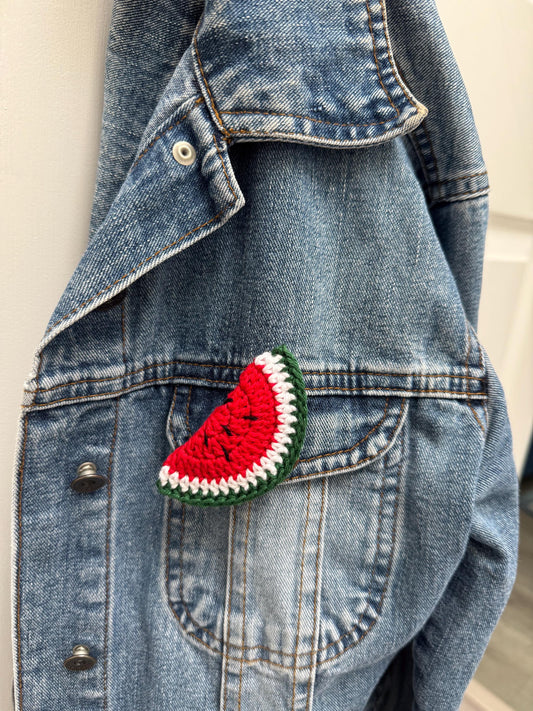 Crochet Watermelon Brooch – 100% Cotton Handmade Pin