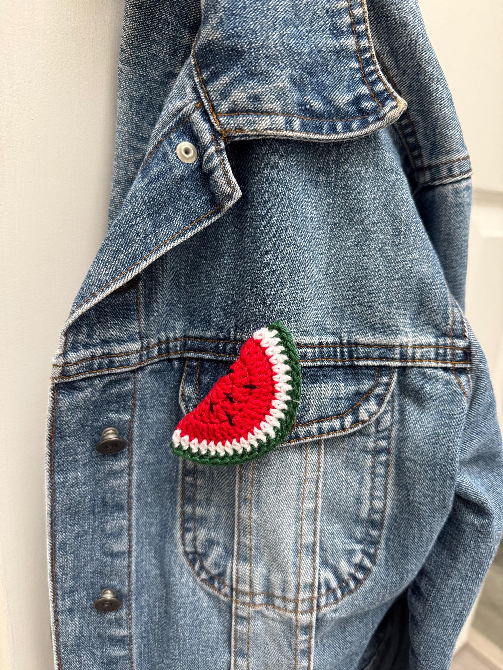 Crochet Watermelon Brooch – 100% Cotton Handmade Pin