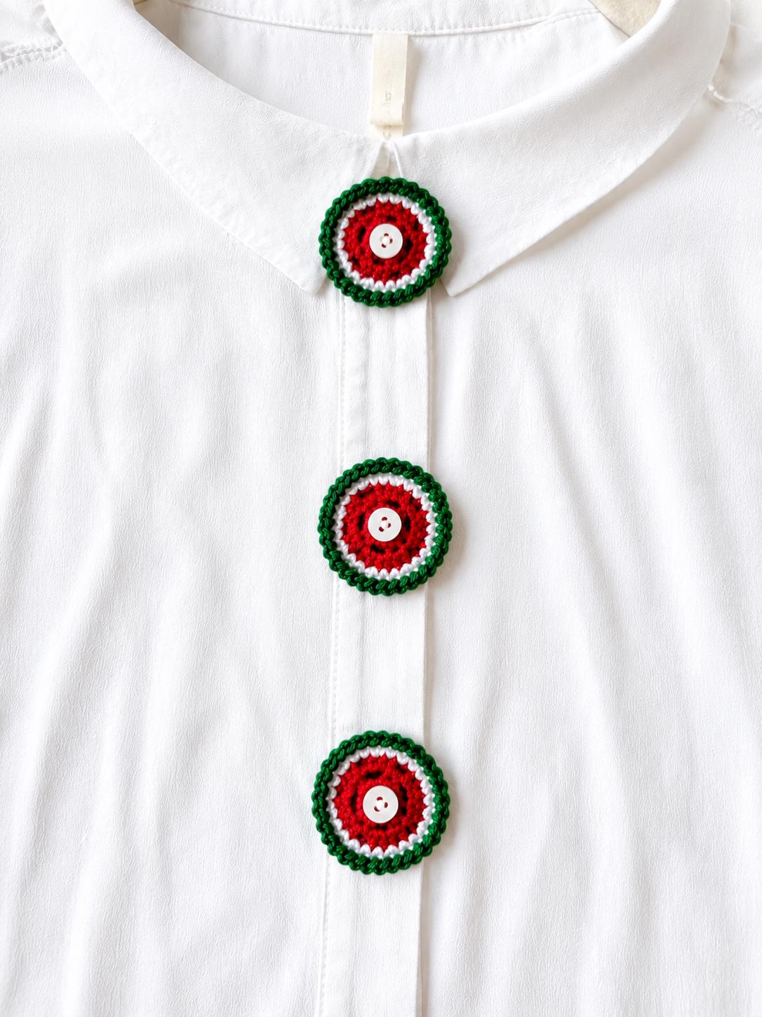 Crochet Watermelon Button Covers, No-Sew Removable Shirt Buttons, Set of 3 or 5 __etsy:8093885450