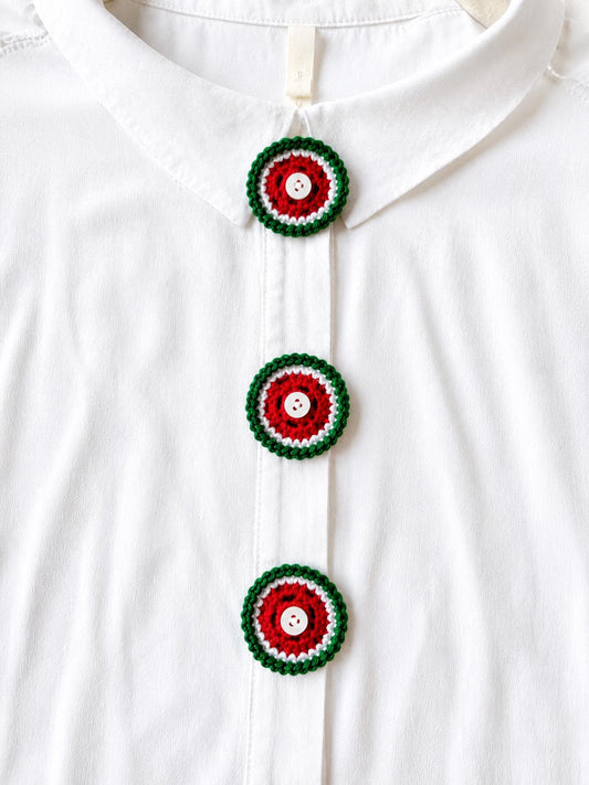 Crochet Watermelon Button Covers, No-Sew Removable Shirt Buttons, Set of 3 or 5 __etsy:8093885450