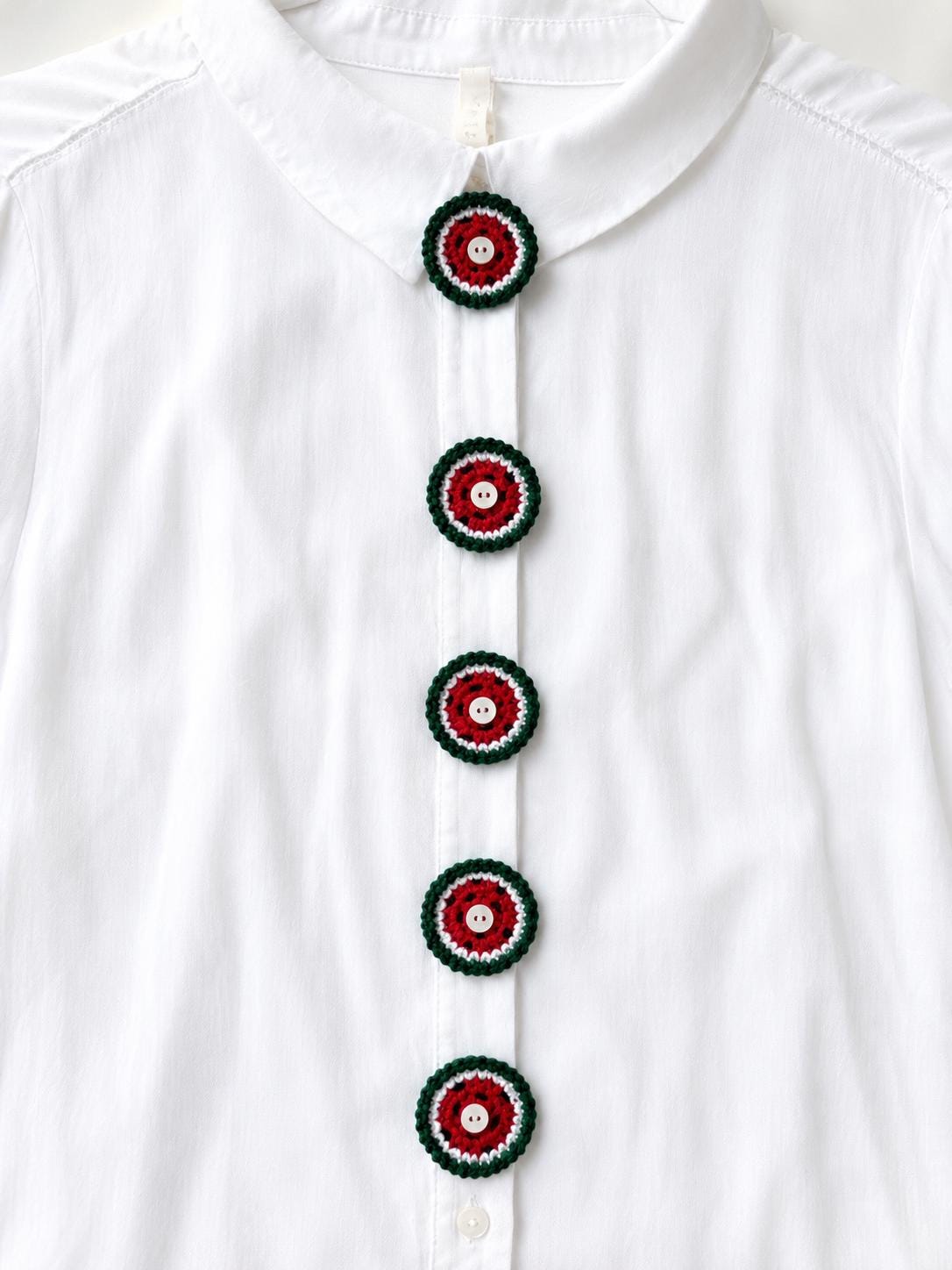 Crochet Watermelon Button Covers, No-Sew Removable Shirt Buttons, Set of 3 or 5 __etsy:8093885470