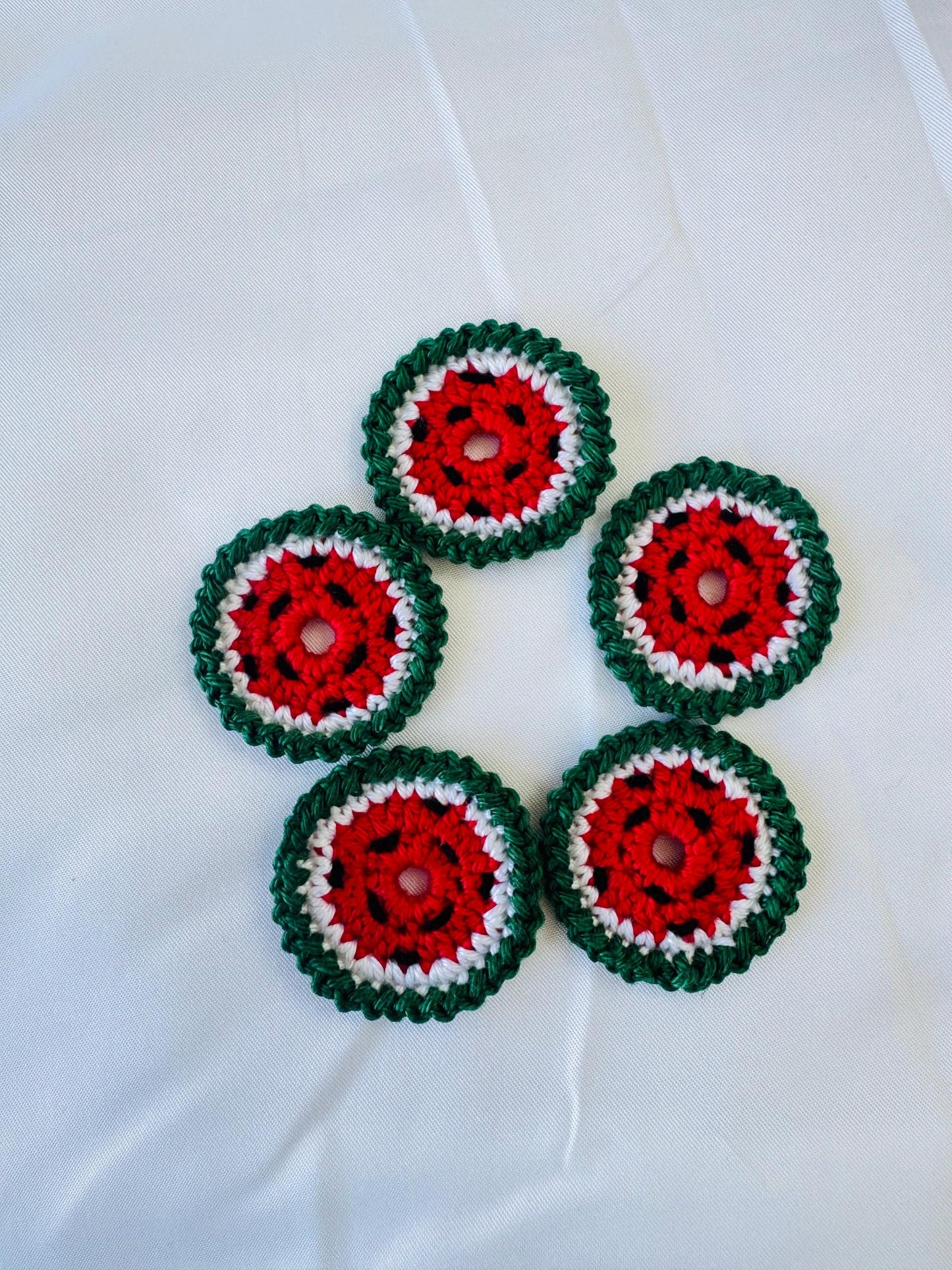 Crochet Watermelon Button Covers, No-Sew Removable Shirt Buttons, Set of 3 or 5 __etsy:7938865253