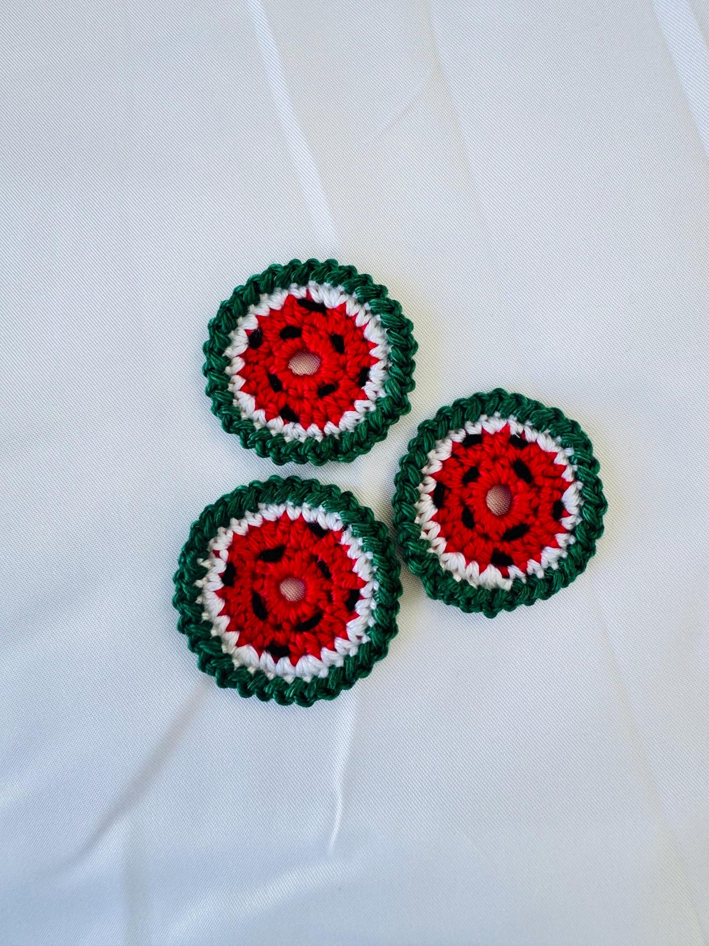 Crochet Watermelon Button Covers, No-Sew Removable Shirt Buttons, Set of 3 or 5 __etsy:7890907084