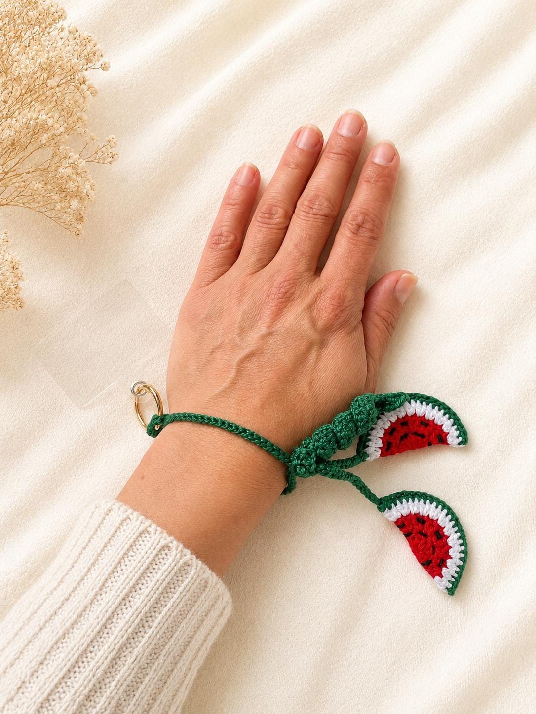 Crochet Watermelon Slice Charm, Handmade Fruit Phone Strap, Summer Accessory __etsy:8123863832
