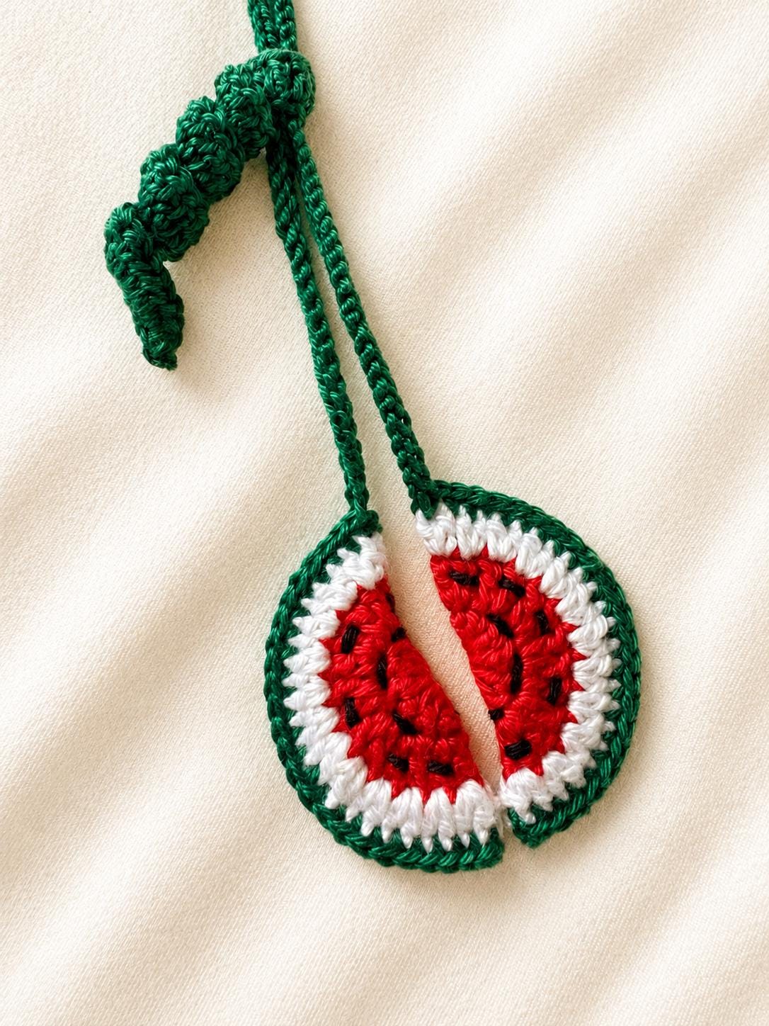 Crochet Watermelon Slice Charm, Handmade Fruit Phone Strap, Summer Accessory __etsy:8123884308