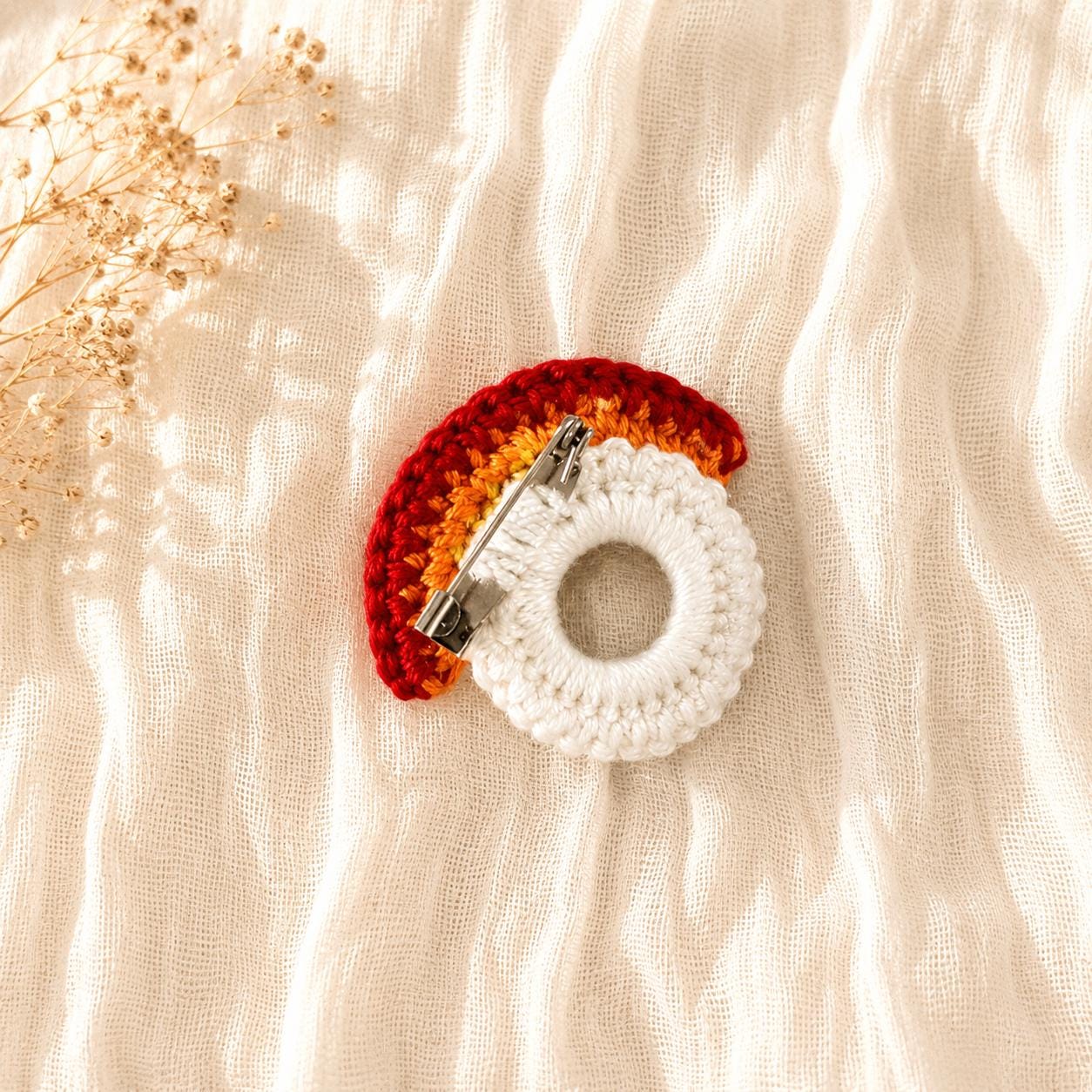Crocheted Rainbow Brooch, Pride Pin, Glasses Holder Accessory __etsy:8120046511