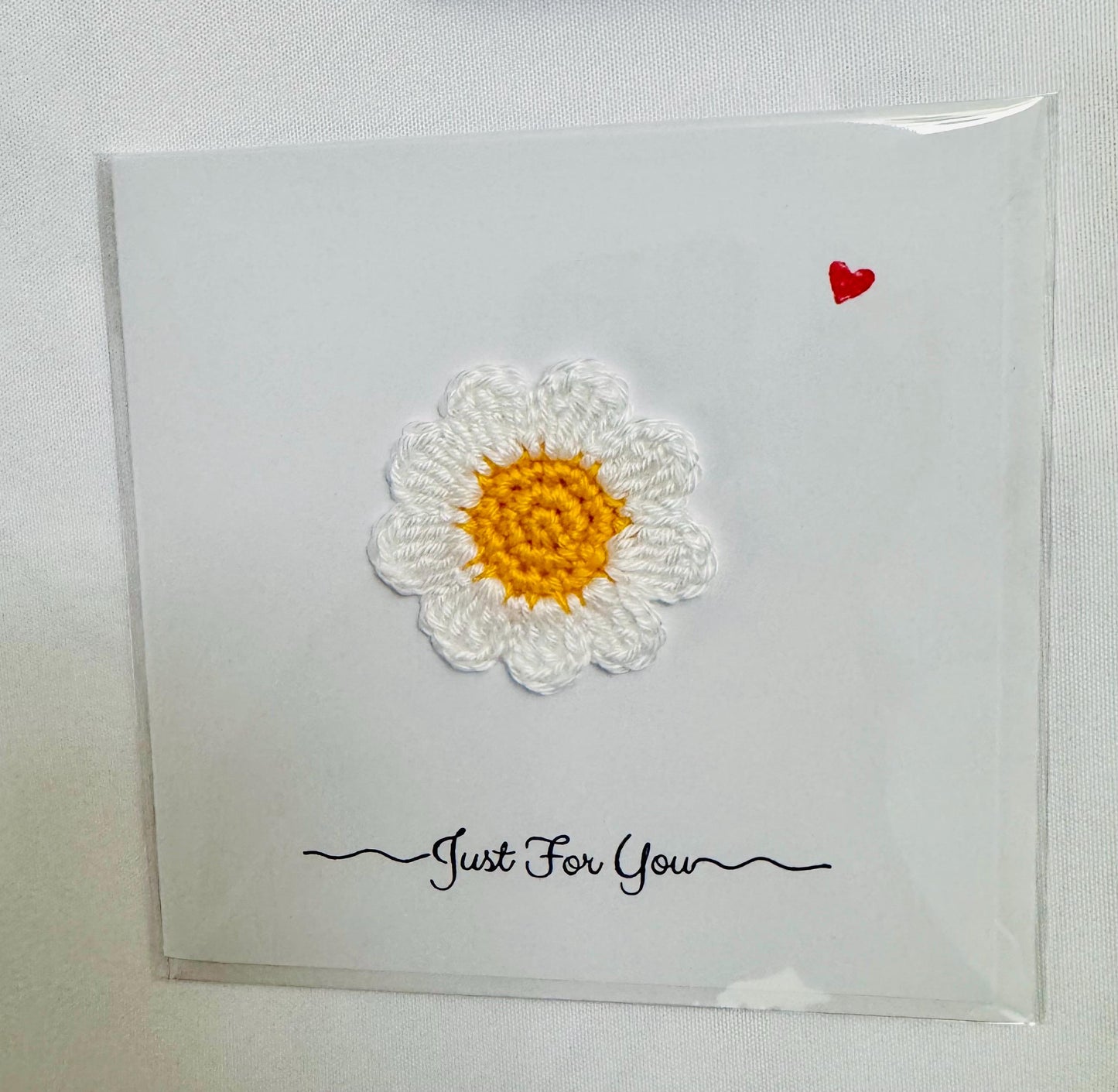 Daisy Greeting Card - Just For You - Blank Inside - Handmade Crochet