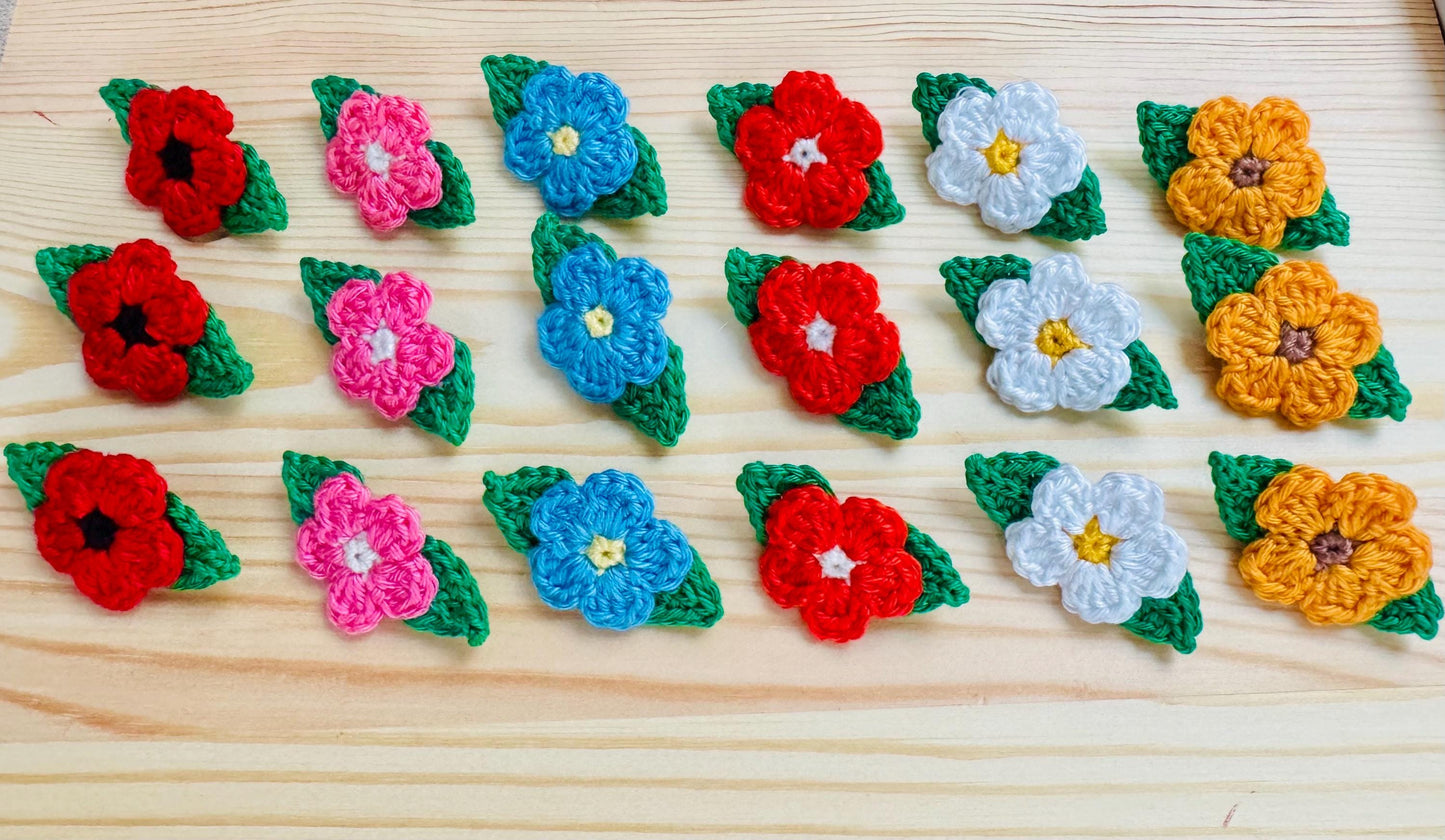 Handmade Crochet Flower Brooch: Cotton Floral Pin, 6 Colors