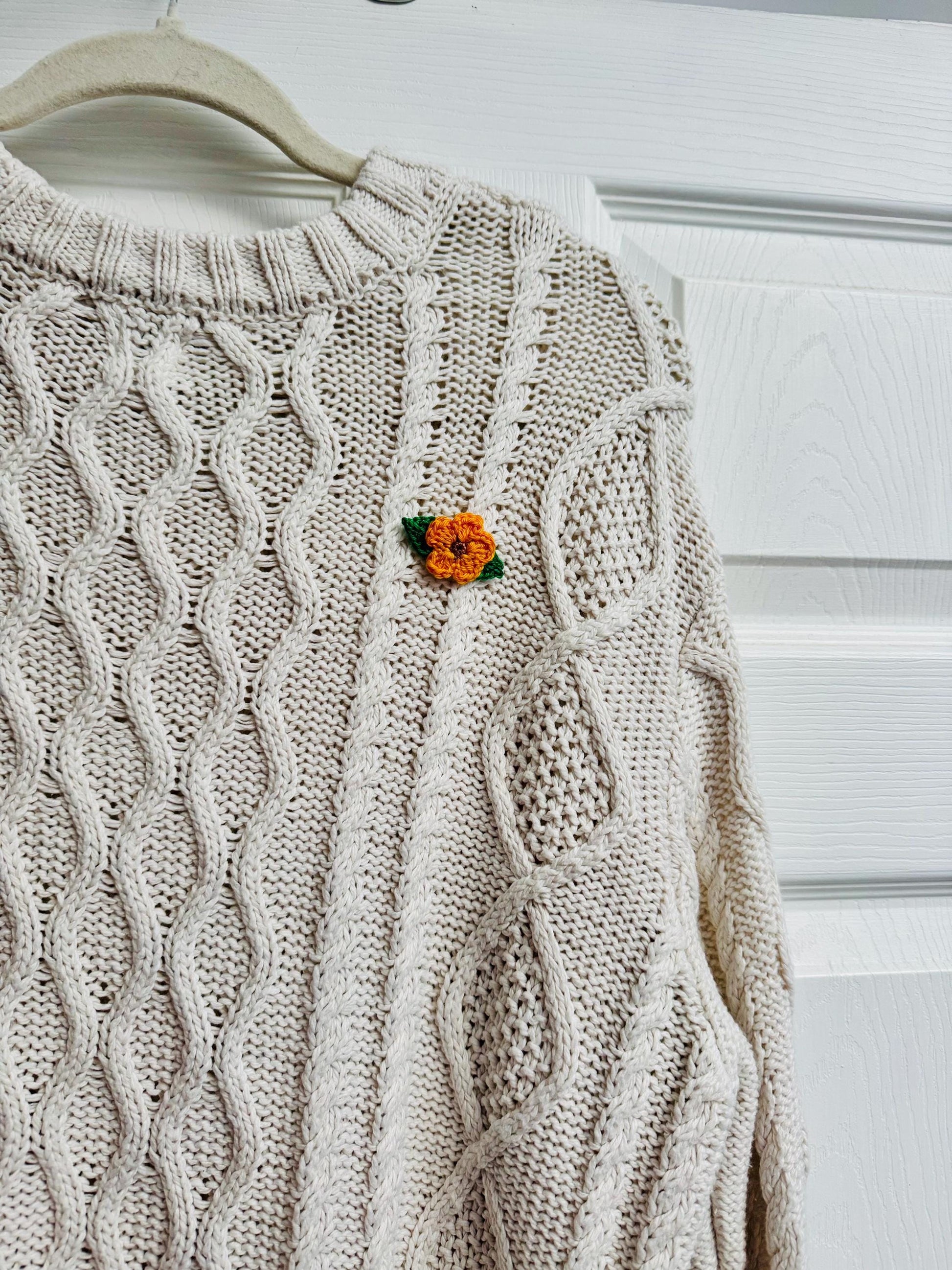 Handmade Crochet Flower Brooch: Cotton Floral Pin, 6 Colors