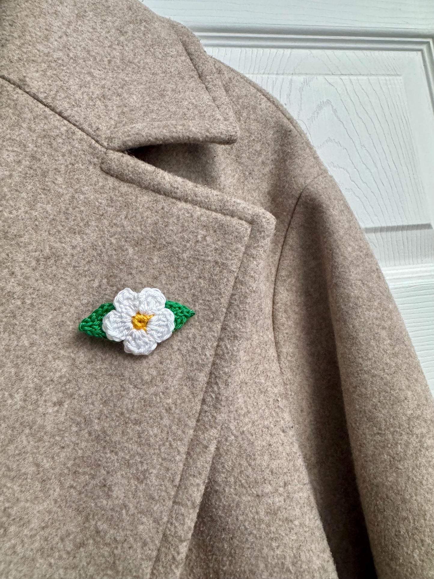 Handmade Crochet Flower Brooch: Cotton Floral Pin, 6 Colors