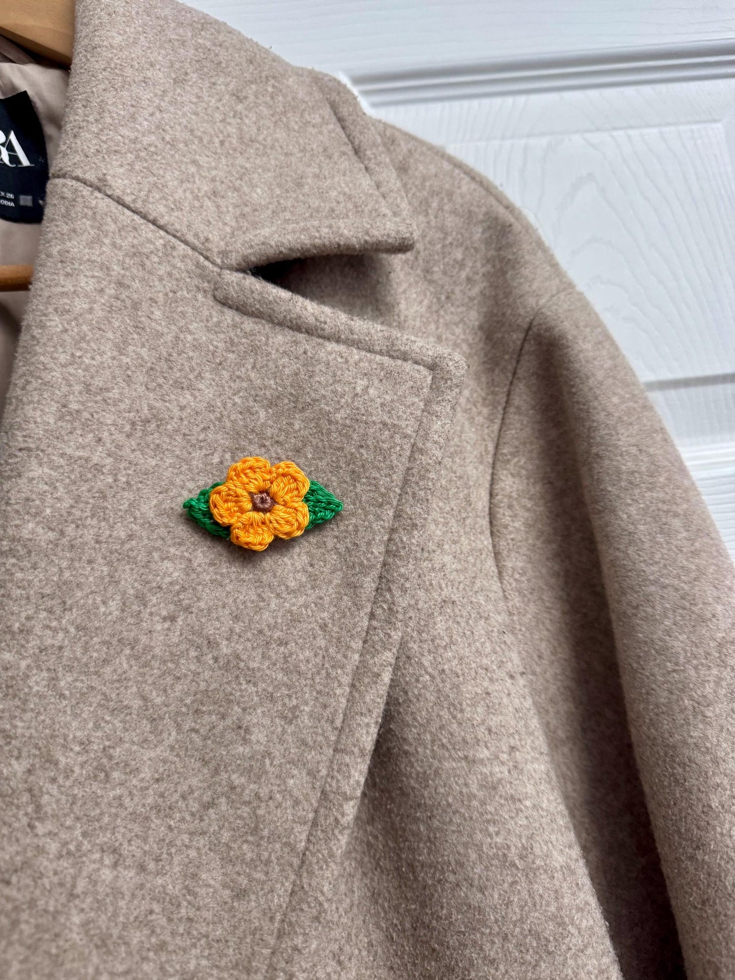 Handmade Crochet Flower Brooch: Cotton Floral Pin, 6 Colors