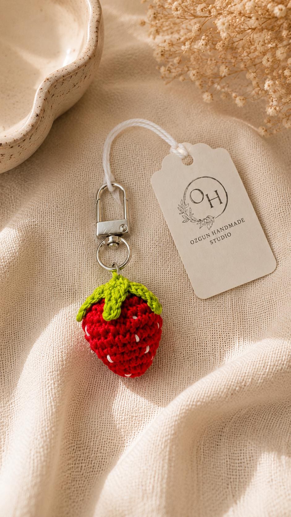 Handmade Crochet Fruit Charms, Strawberry Cherry Watermelon Mushroom Rainbow Keychain Bag Accessory __etsy:8093238515