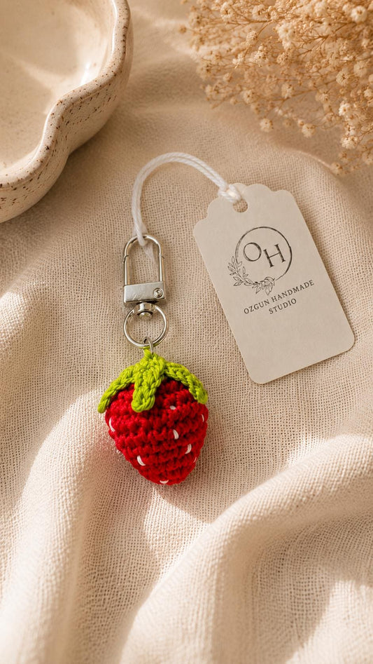 Handmade Crochet Fruit Charms, Strawberry Cherry Watermelon Mushroom Rainbow Keychain Bag Accessory __etsy:8093238515
