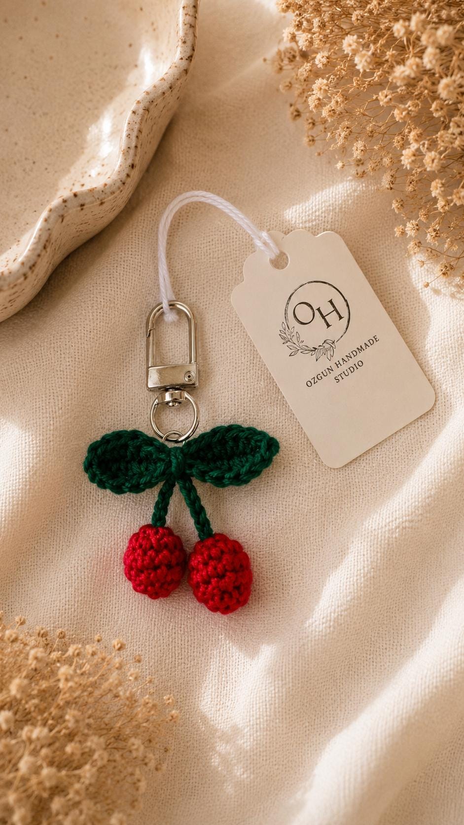 Handmade Crochet Fruit Charms, Strawberry Cherry Watermelon Mushroom Rainbow Keychain Bag Accessory __etsy:8093238509