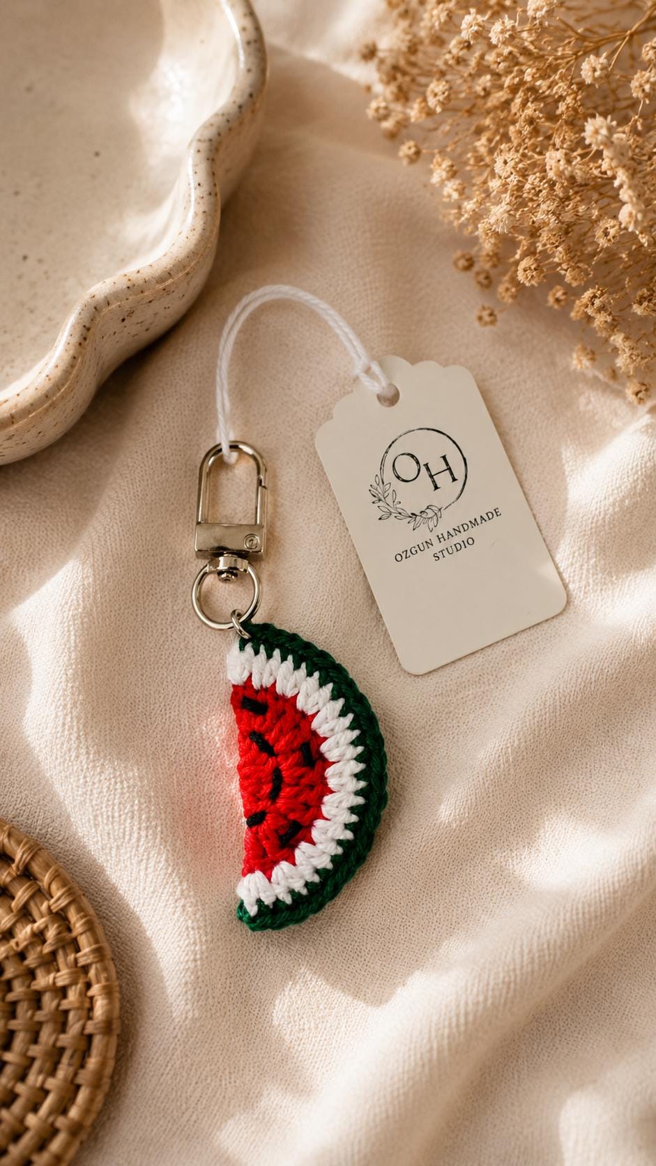 Handmade Crochet Fruit Charms, Strawberry Cherry Watermelon Mushroom Rainbow Keychain Bag Accessory __etsy:8045327902