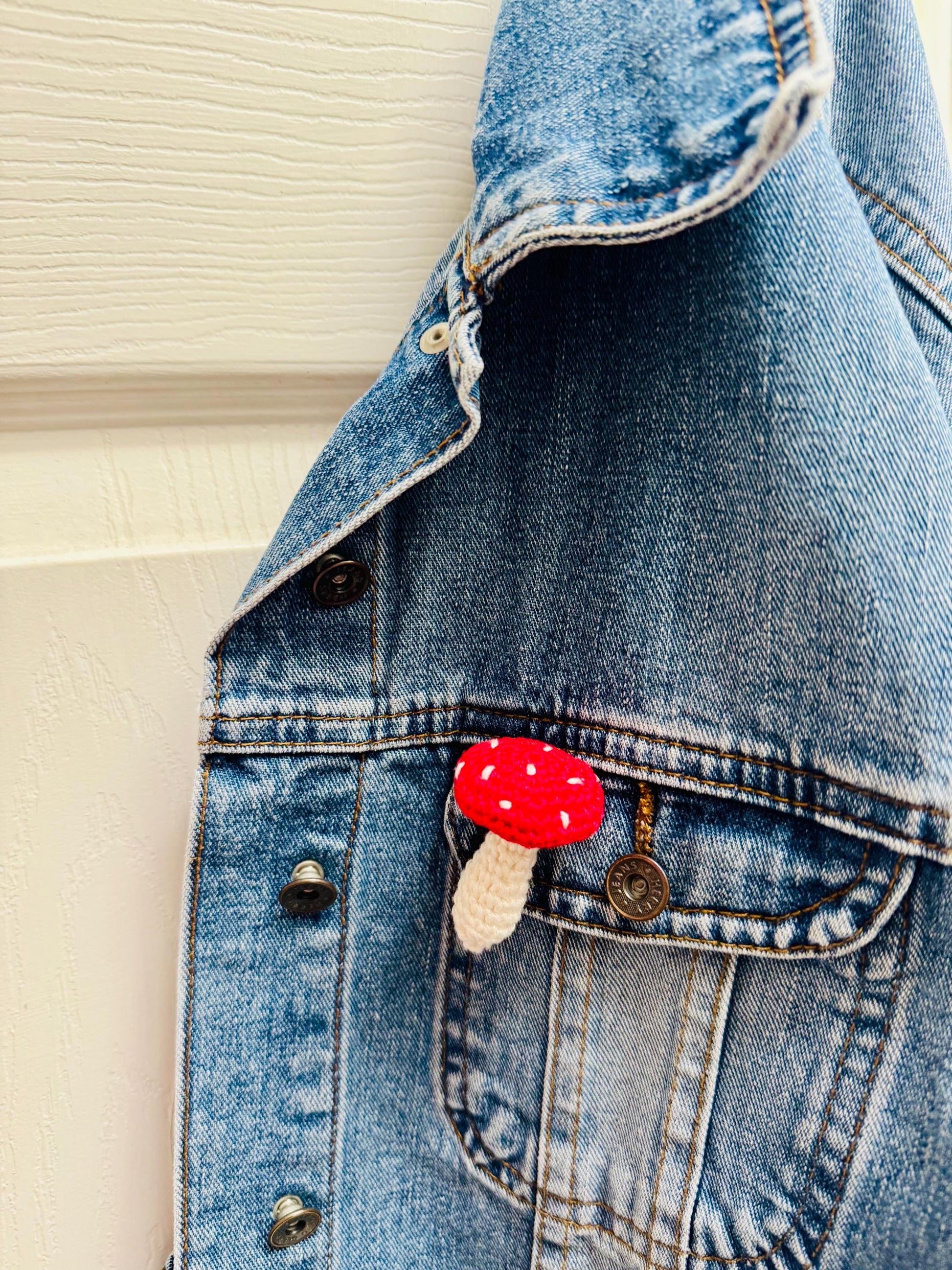 Handmade Crochet Mushroom Brooch