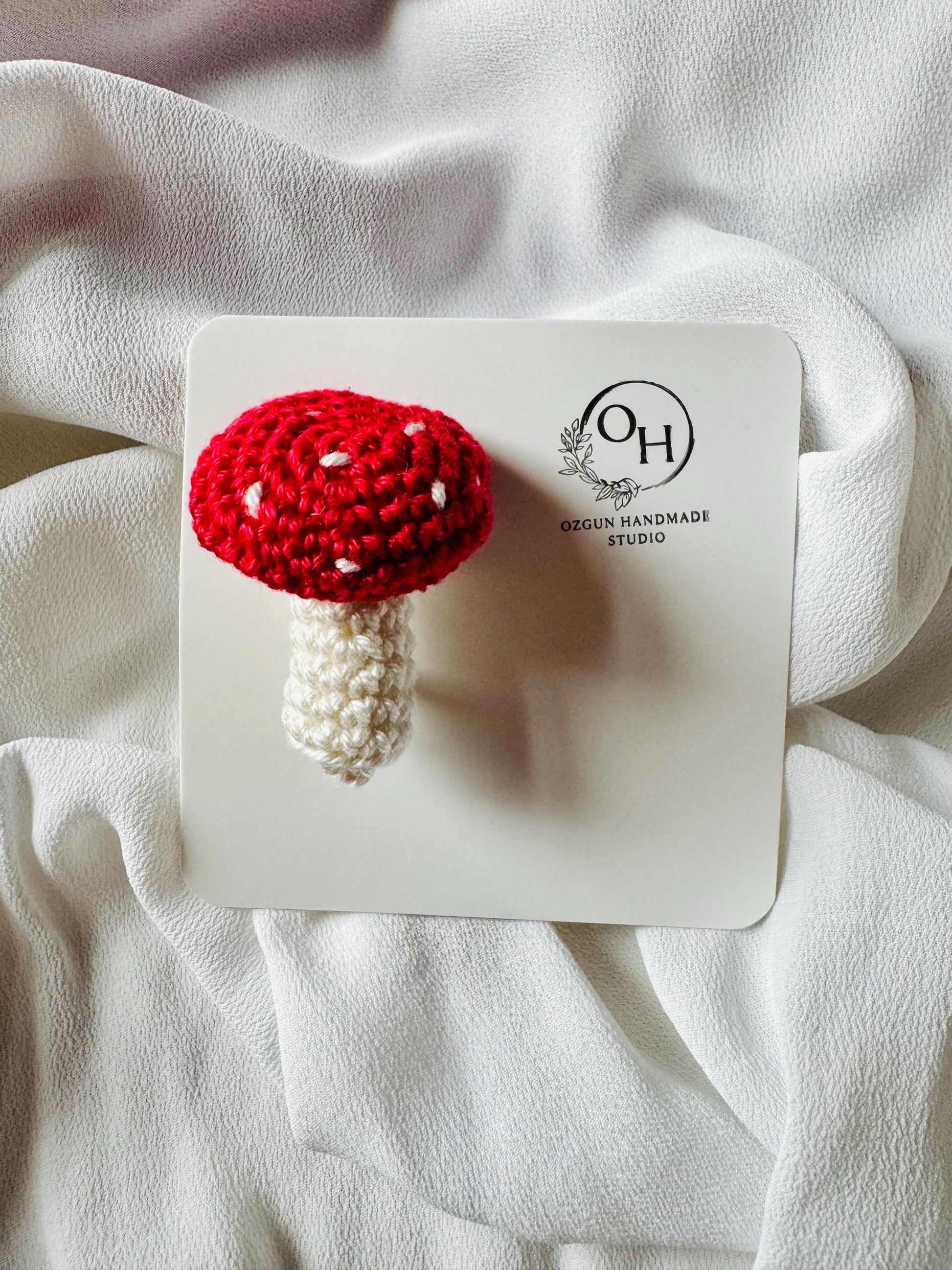 Handmade Crochet Mushroom Brooch