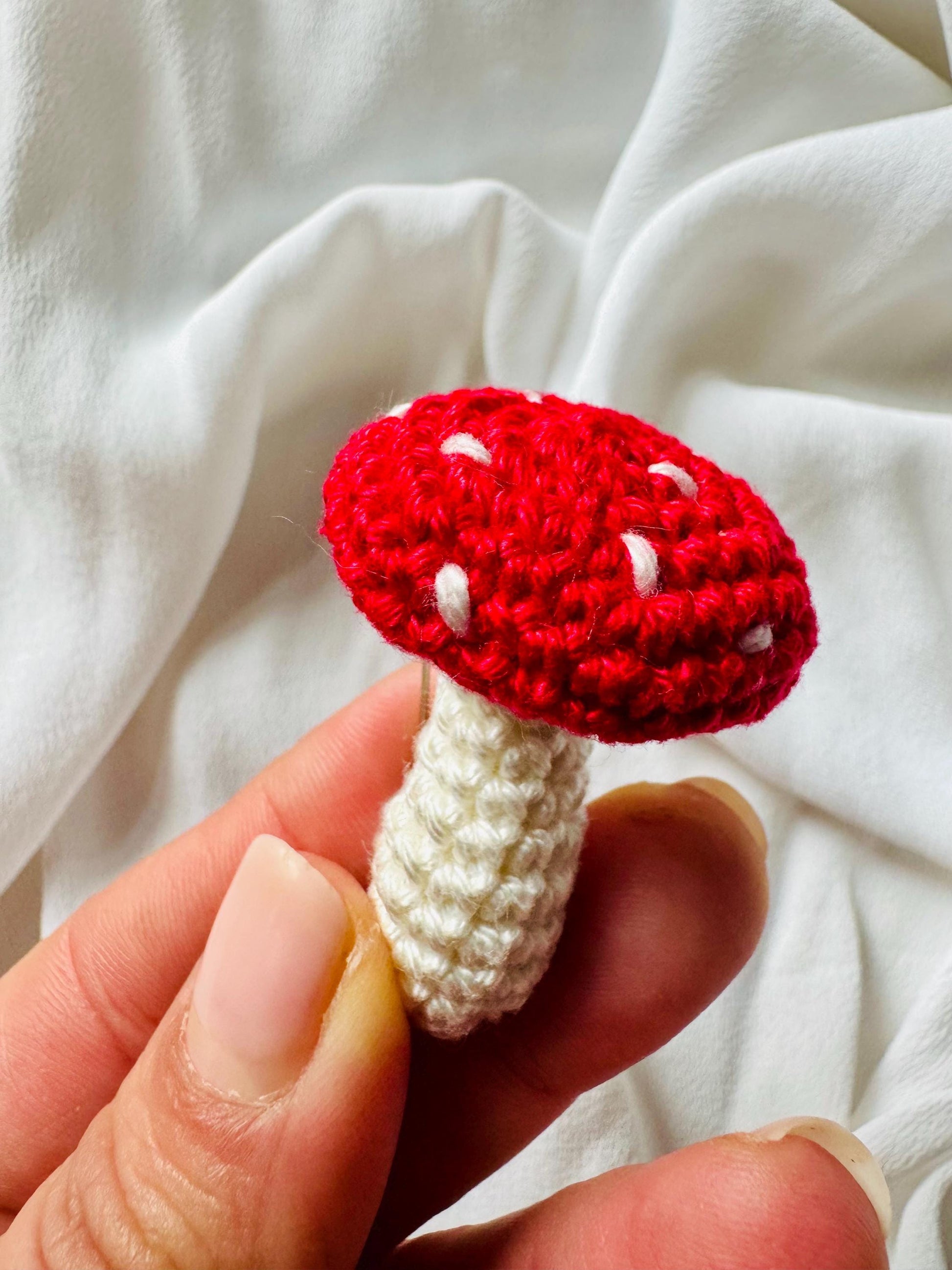 Handmade Crochet Mushroom Brooch