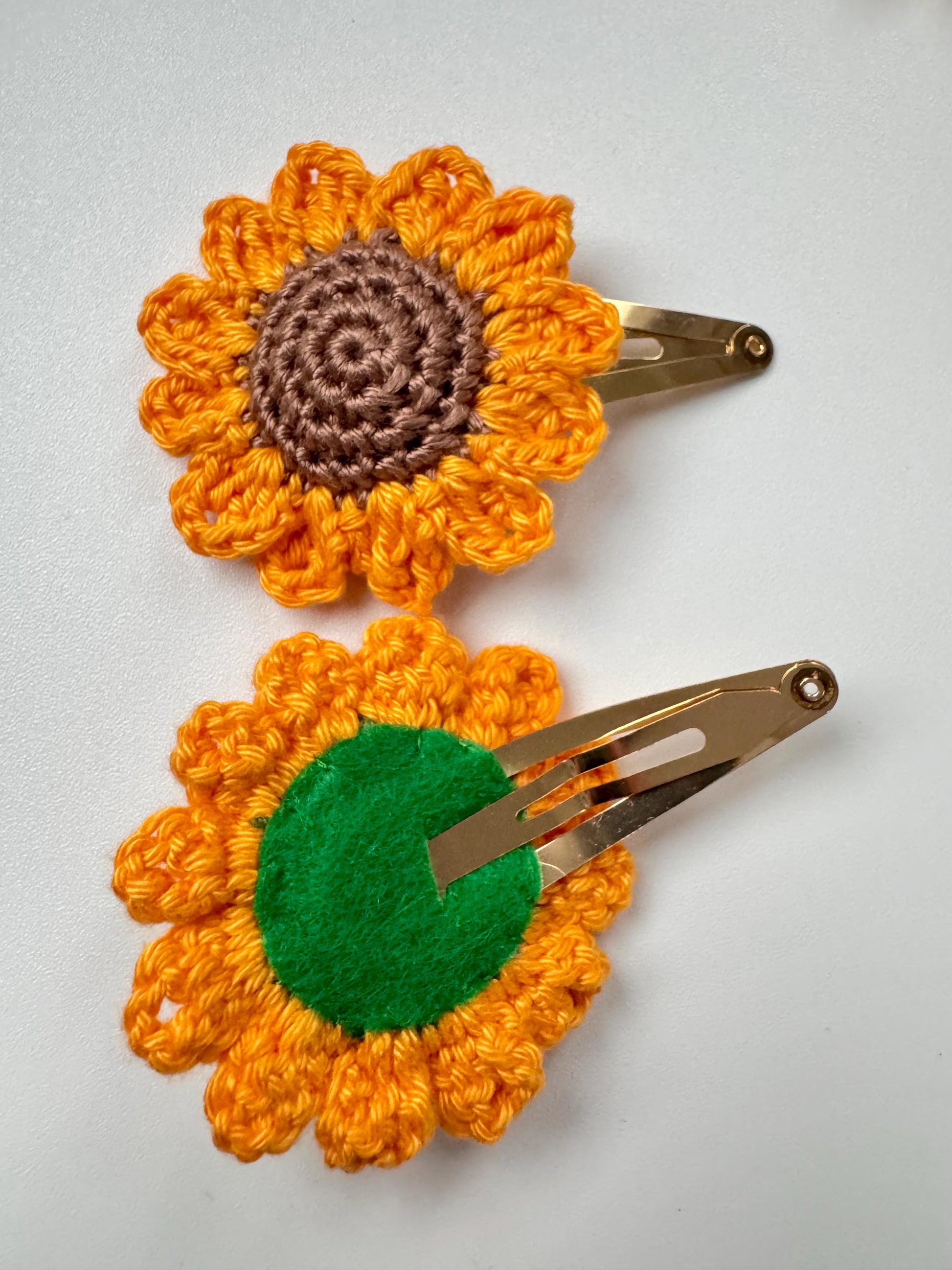 Handmade Crochet Sunflower Hair Clip – Floral Cotton Barrette, Lightweight Everyday Accessory
