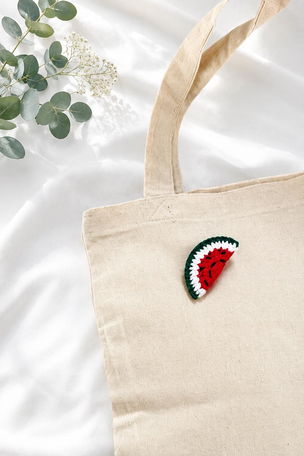Handmade Crochet Watermelon Rainbow Brooch Pin, Cotton Yarn Badge, Tote Bag Accessory __etsy:8145719007