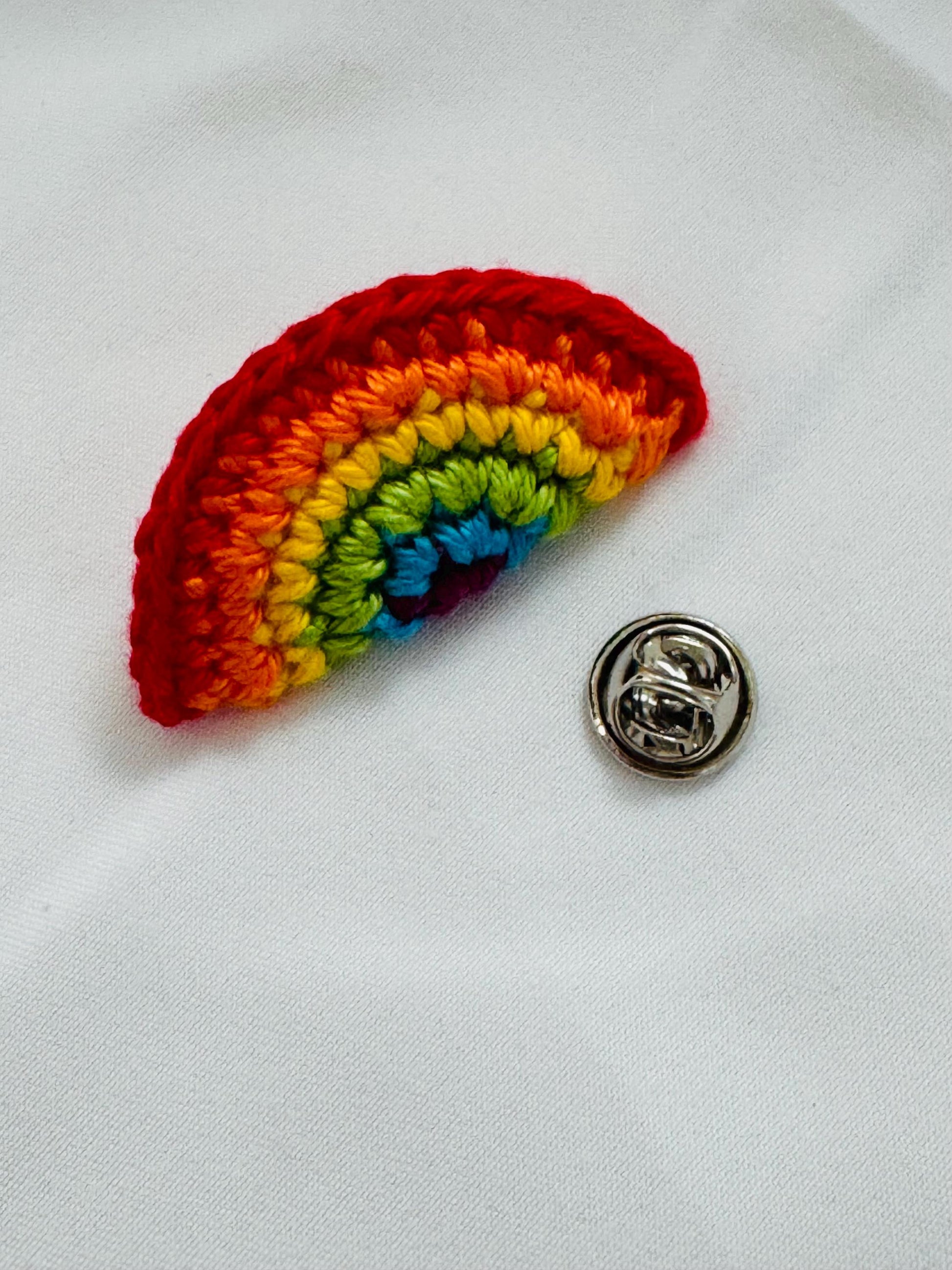 Handmade Crochet Watermelon Rainbow Brooch Pin, Cotton Yarn Badge, Tote Bag Accessory __etsy:8036496917