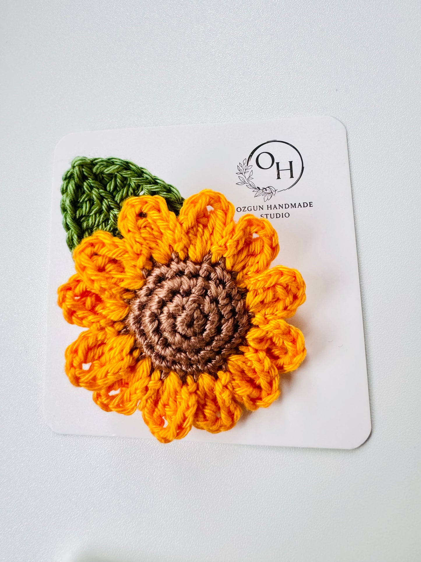 Sunflower Crochet Brooch – Handmade Flower Pin