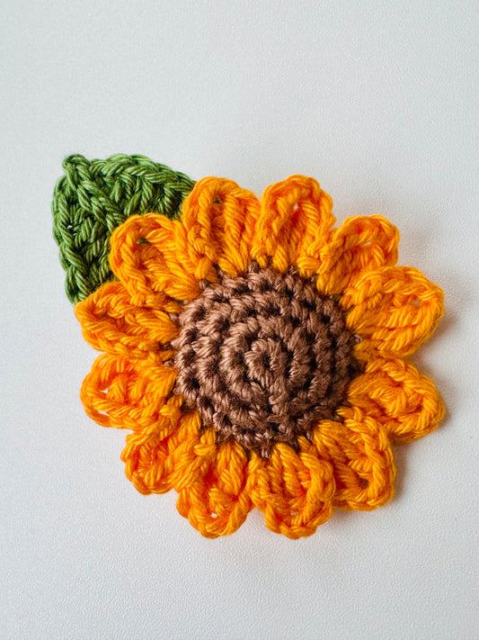 Sunflower Crochet Brooch – Handmade Flower Pin