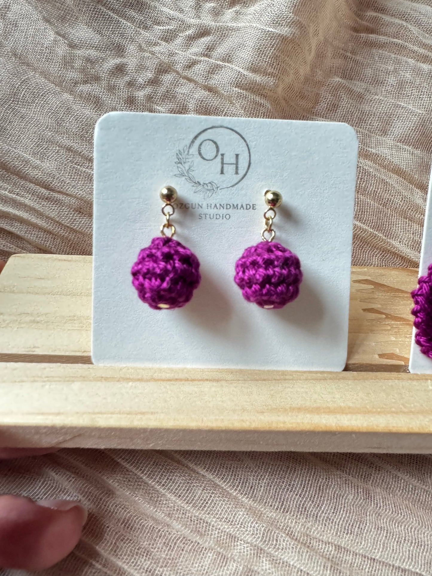 Mini Crochet Ball Earrings – Colourful Cotton Earrings