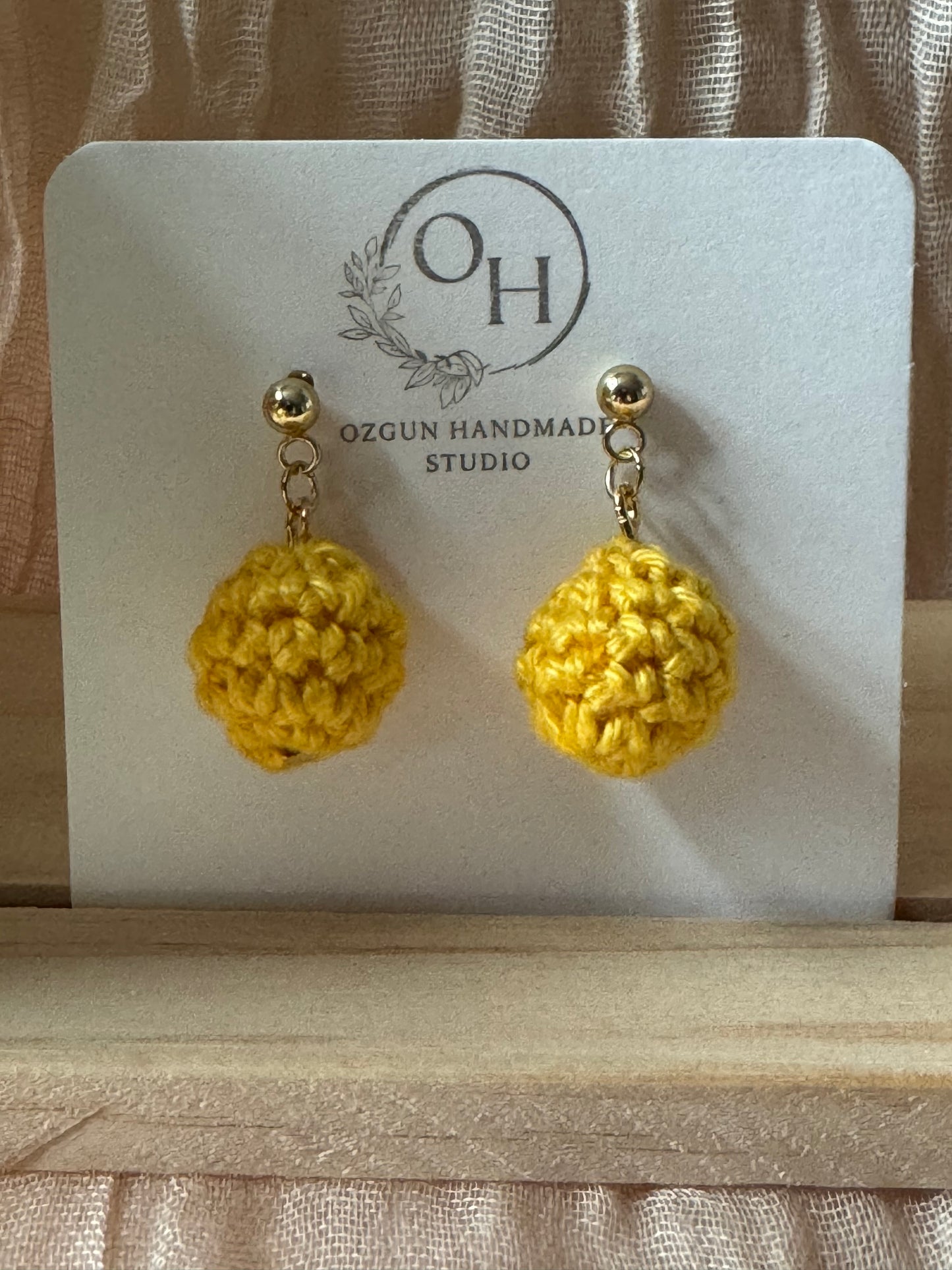 Mini Crochet Ball Earrings – Colourful Cotton Earrings
