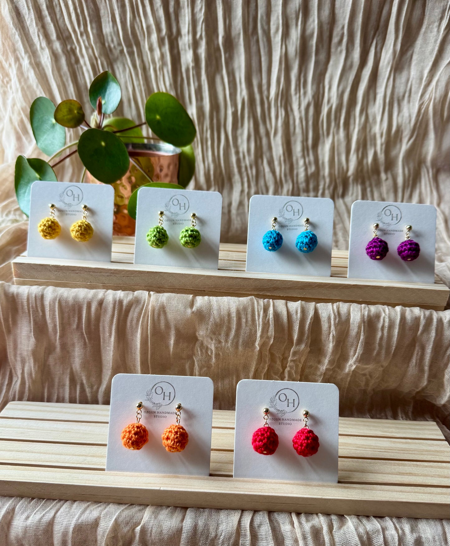 Mini Crochet Ball Earrings – Colourful Cotton Earrings