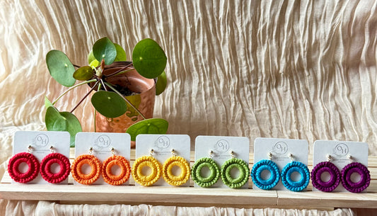 Mini Crochet Hoop Earrings – Colourful Cotton Earrings