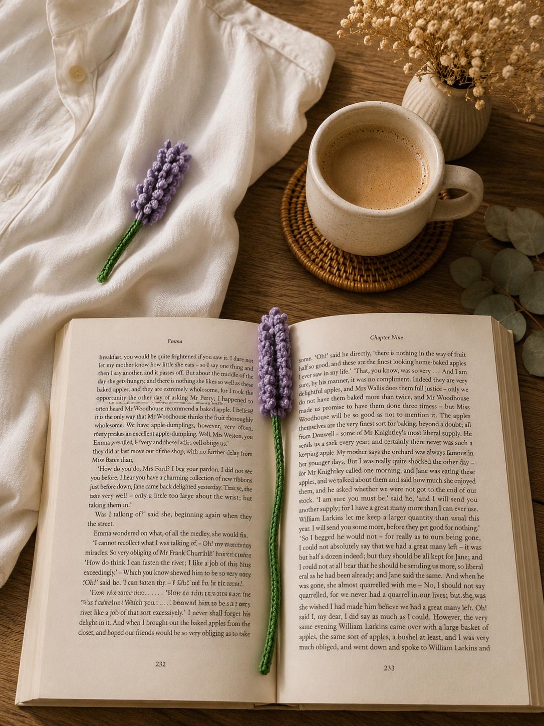 Lavender Bookmark | Handmade Botanical Crochet Bookmark | Soft Minimal Book Lover Gift __etsy:8080982124