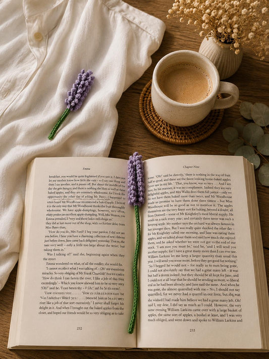 Lavender Bookmark | Handmade Botanical Crochet Bookmark | Soft Minimal Book Lover Gift __etsy:8080982124