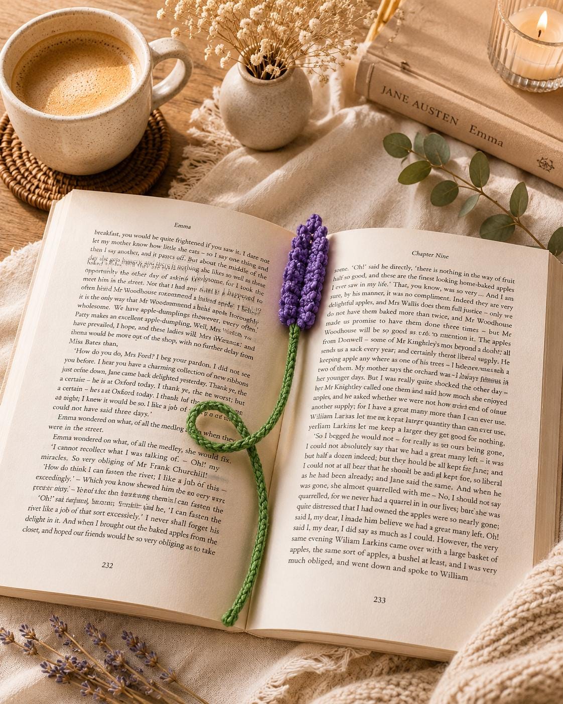 Lavender Bookmark | Handmade Botanical Crochet Bookmark | Soft Minimal Book Lover Gift __etsy:8080978294