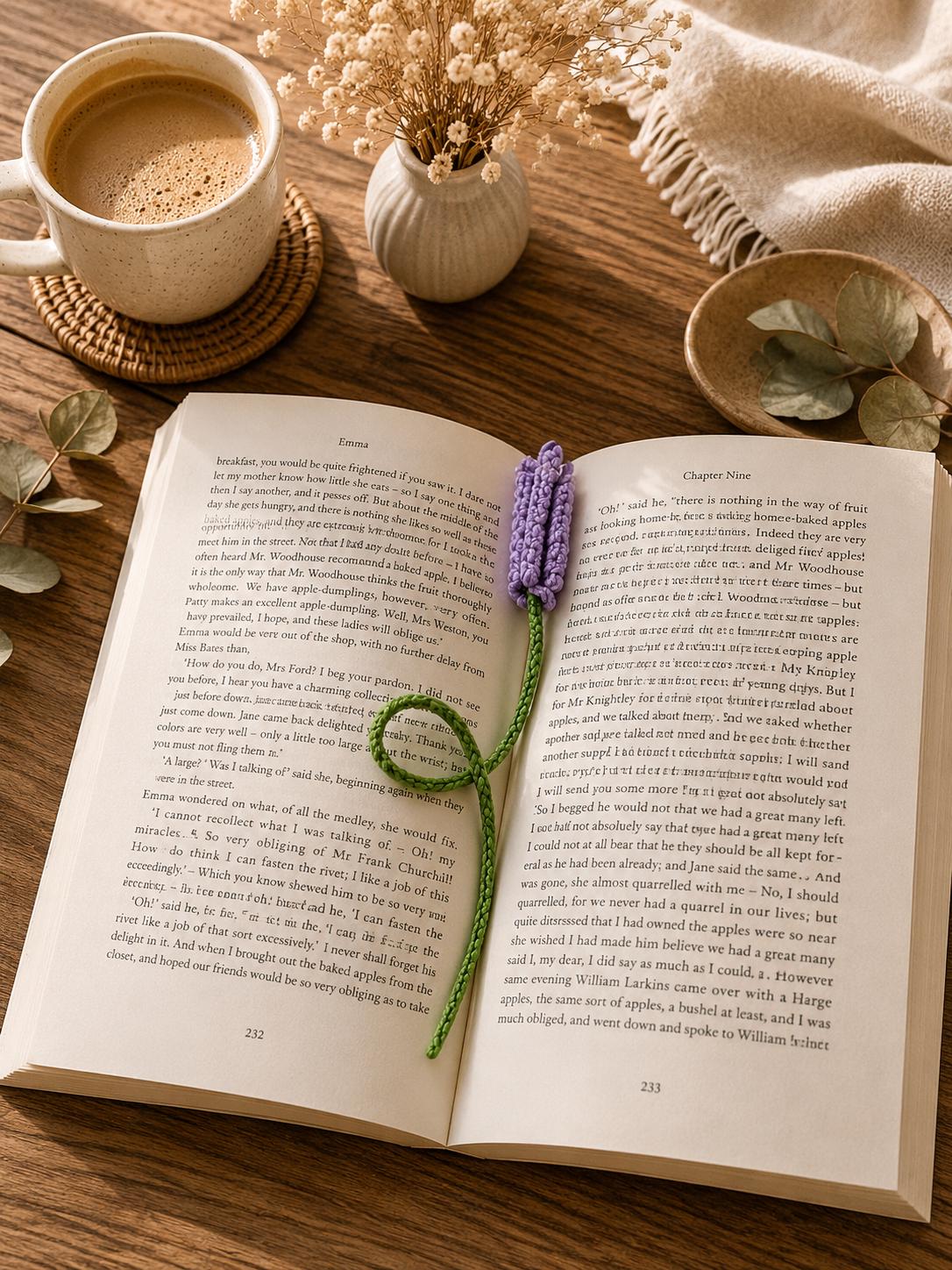 Lavender Bookmark | Handmade Botanical Crochet Bookmark | Soft Minimal Book Lover Gift __etsy:8128890093