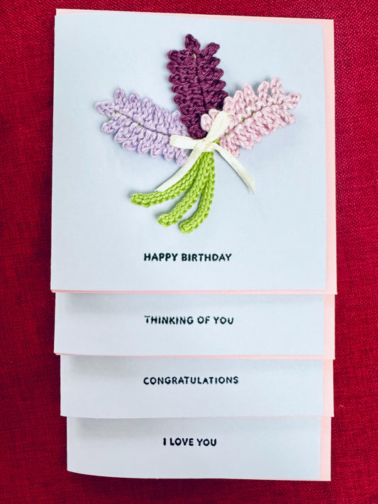 Lavender Bouquet Card | Birthday | Congratulations | Thinking of You | I Love You - Handmade Crochet