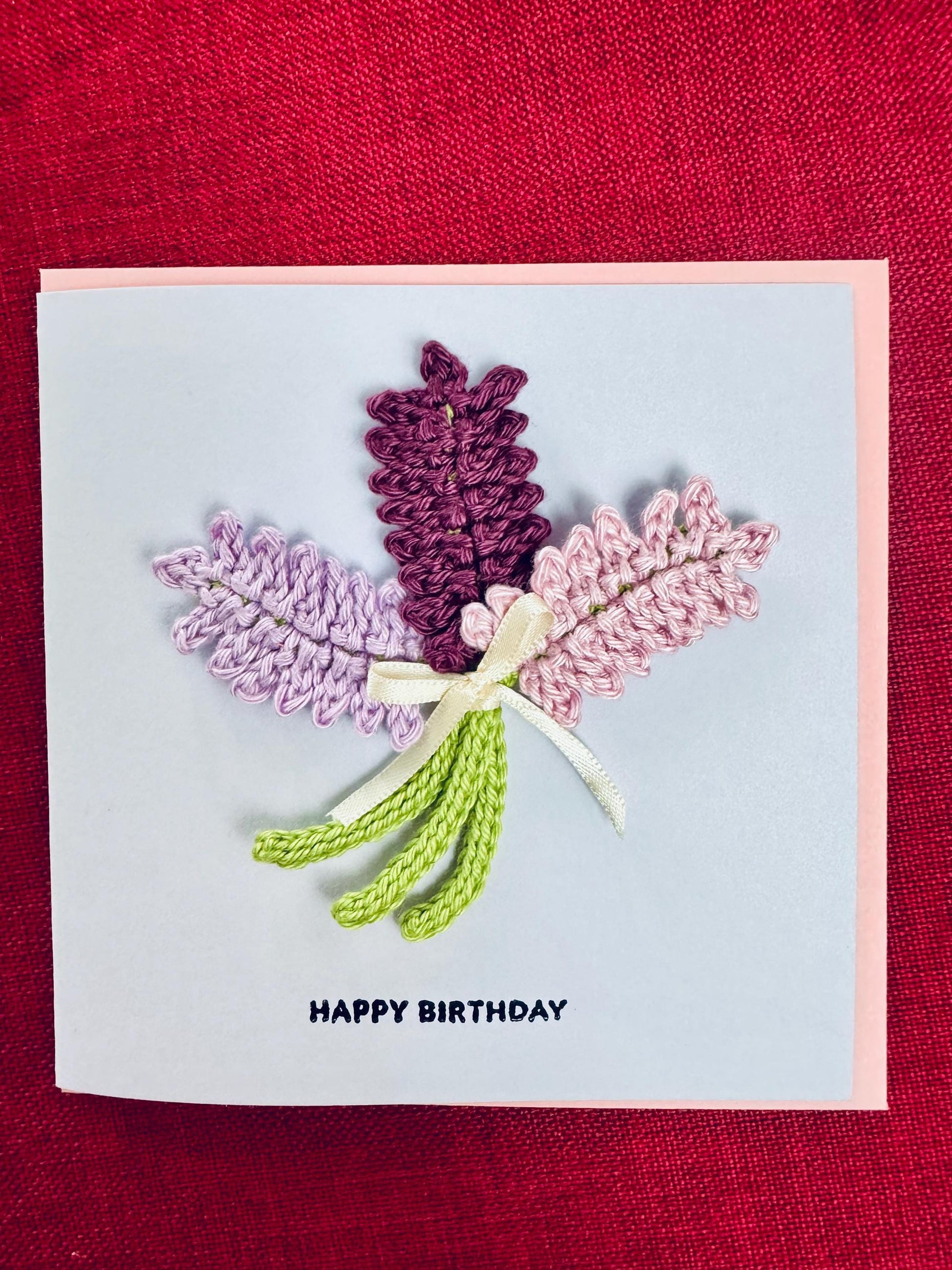 Lavender Bouquet Card | Birthday | Congratulations | Thinking of You | I Love You - Handmade Crochet