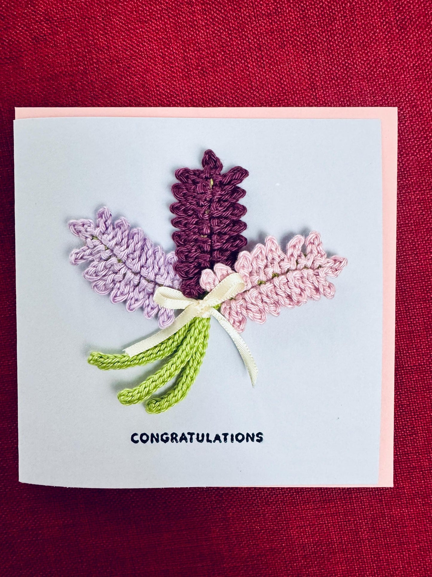 Lavender Bouquet Card | Birthday | Congratulations | Thinking of You | I Love You - Handmade Crochet