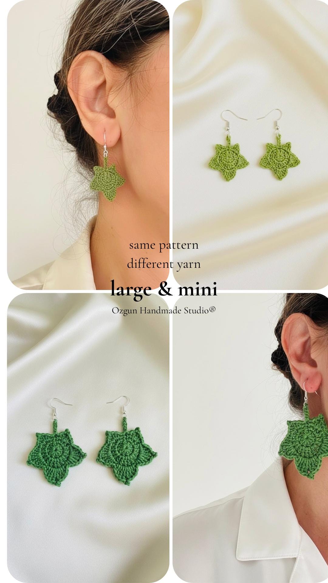 Maple Leaf Micro Crochet Earrings – Botanical Crochet Jewellery – Sterling Silver Hooks