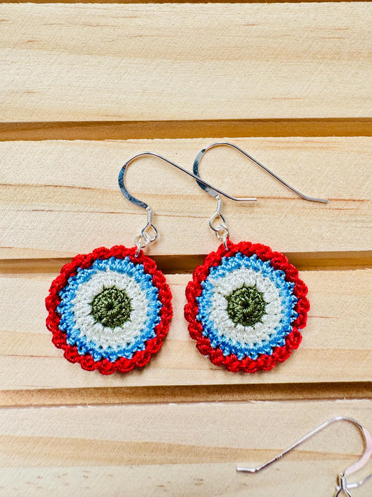 Micro Crochet Mandala Earrings: Lightweight Sterling Silver Jewelry