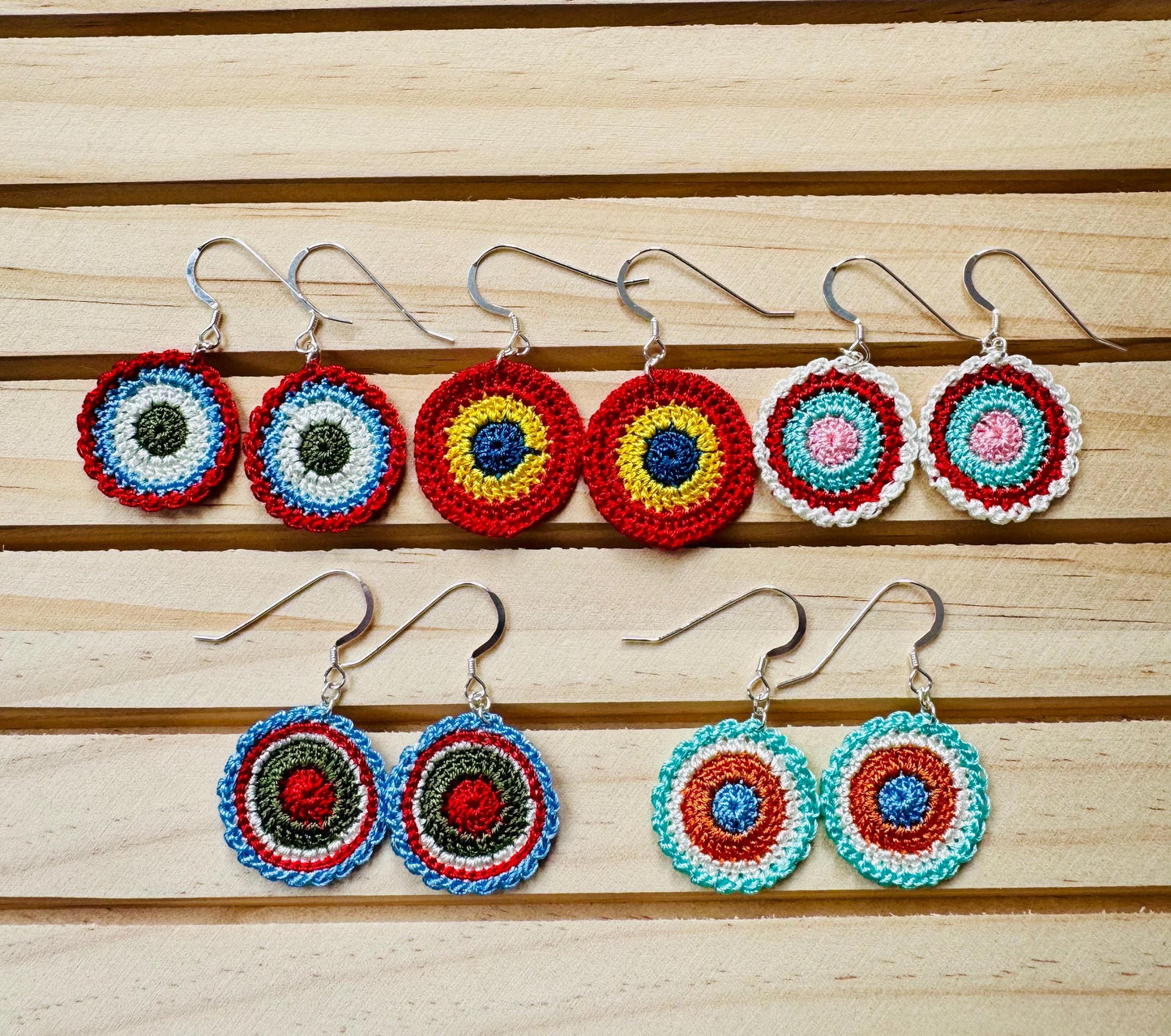 Micro Crochet Mandala Earrings: Lightweight Sterling Silver Jewelry