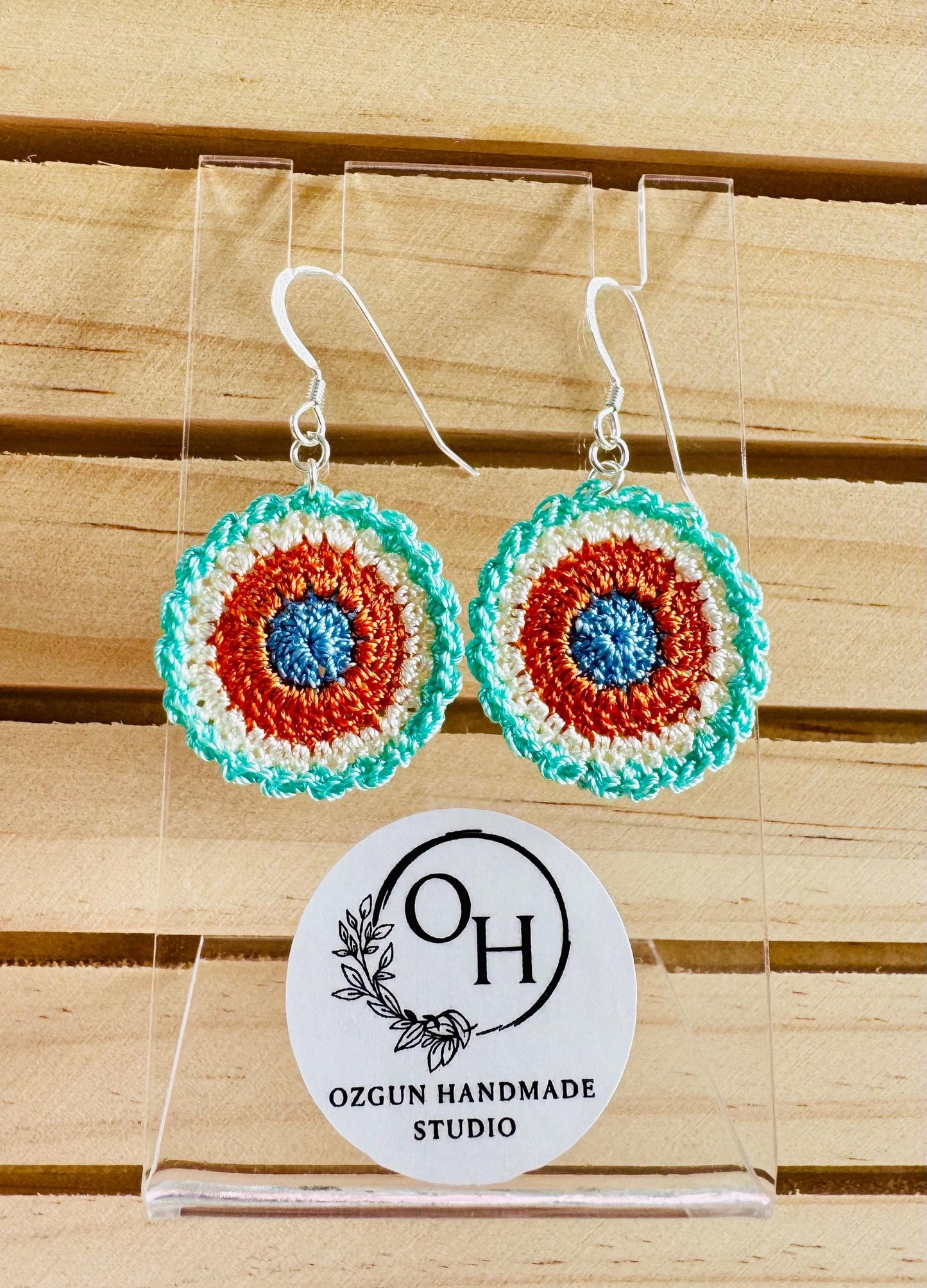 Micro Crochet Mandala Earrings: Lightweight Sterling Silver Jewelry