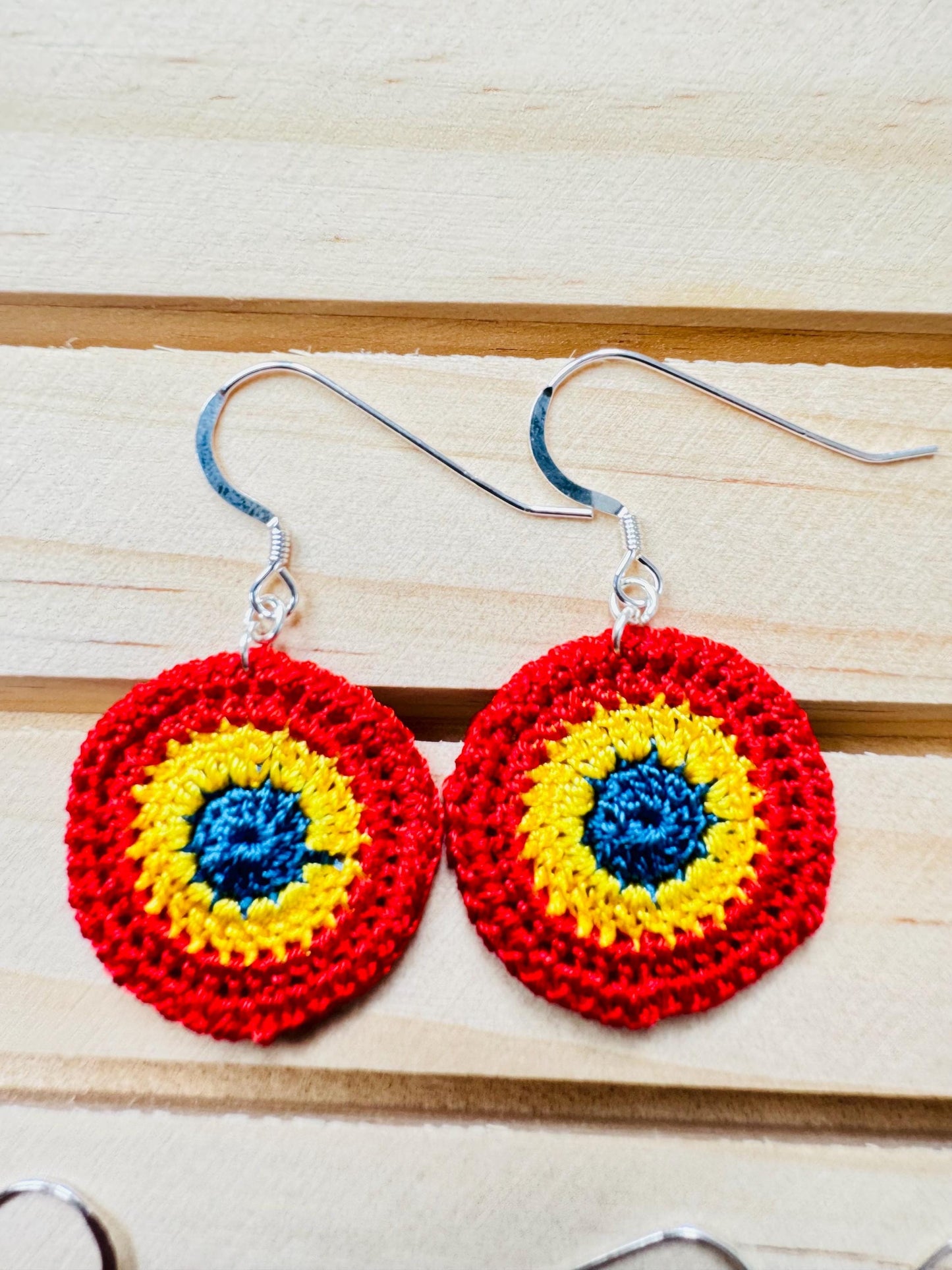 Micro Crochet Mandala Earrings: Lightweight Sterling Silver Jewelry