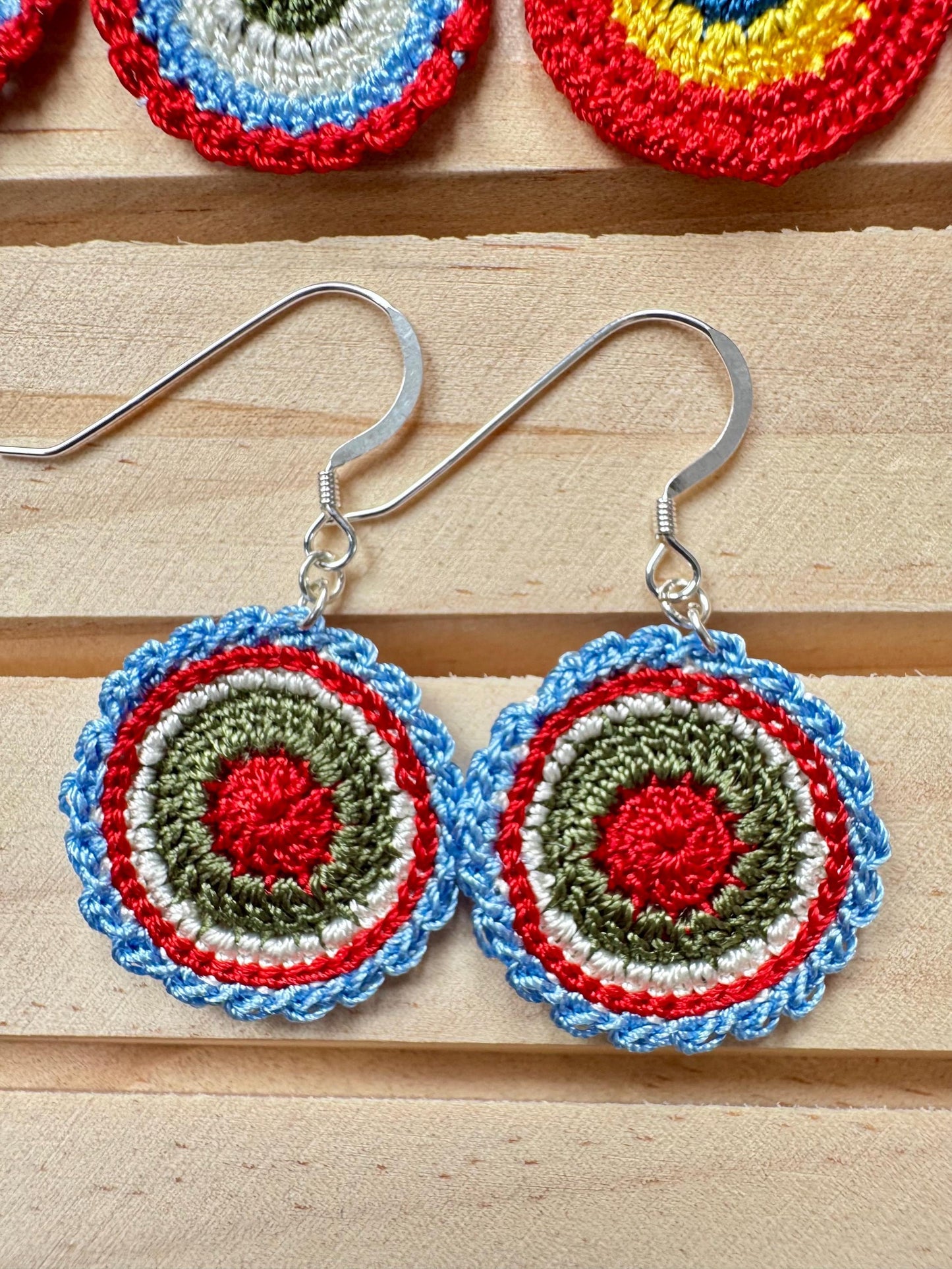 Micro Crochet Mandala Earrings: Lightweight Sterling Silver Jewelry