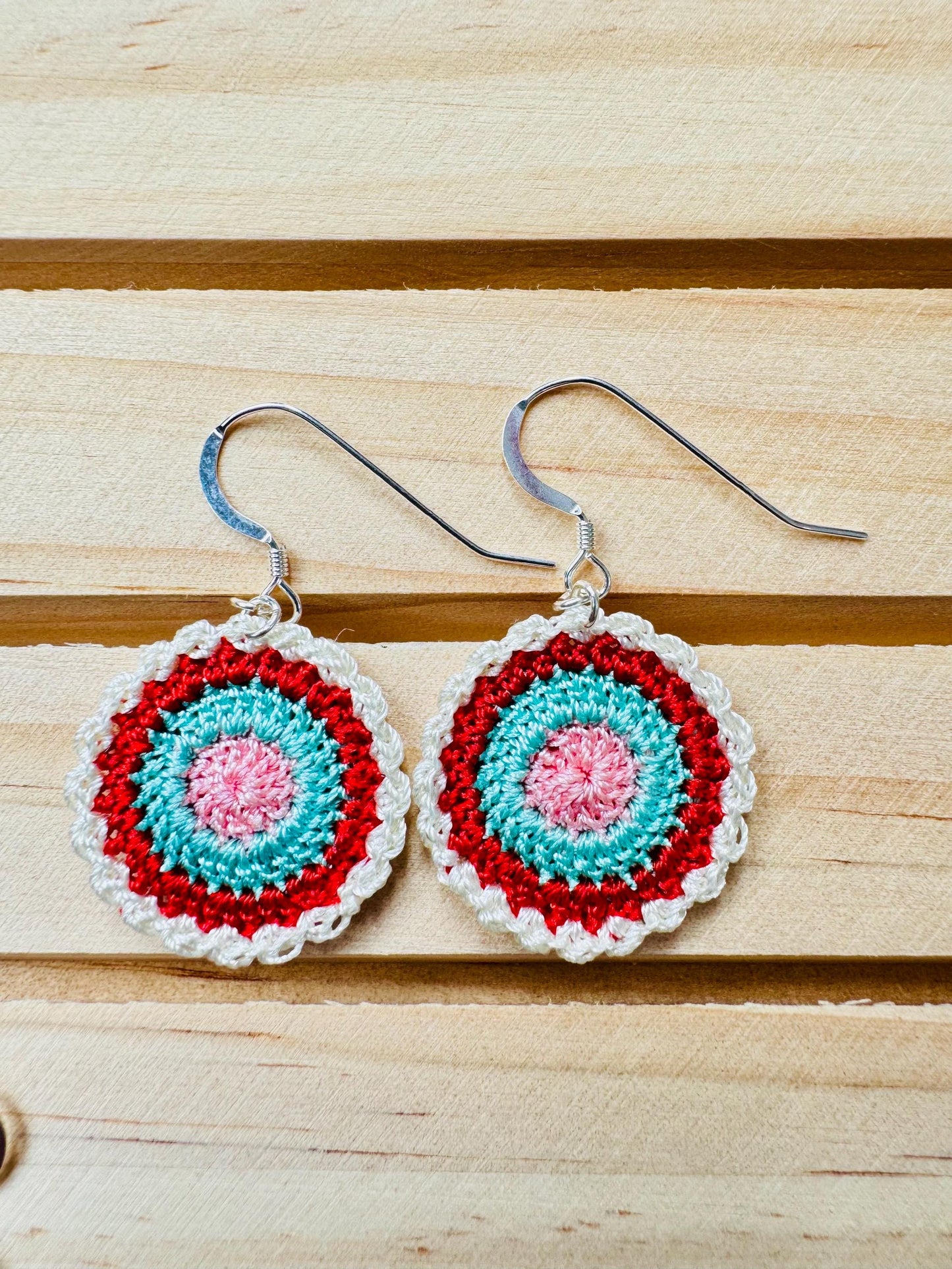 Micro Crochet Mandala Earrings: Lightweight Sterling Silver Jewelry