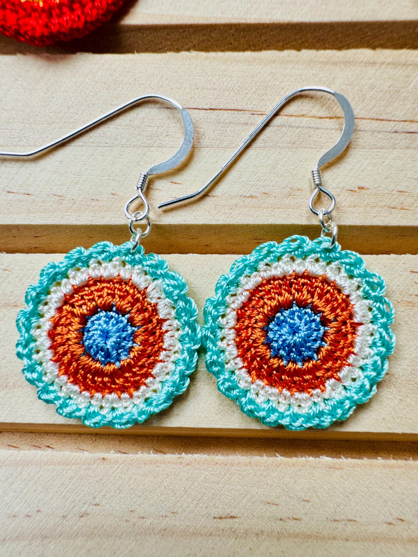 Micro Crochet Mandala Earrings: Lightweight Sterling Silver Jewelry