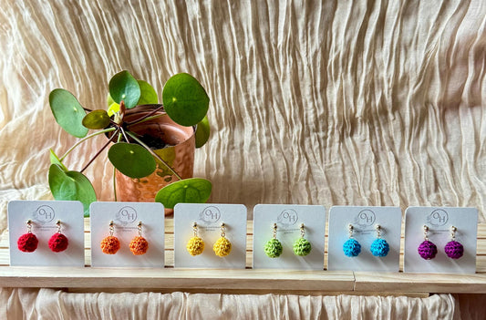 Mini Crochet Dangle Earrings – Colourful Lightweight Handmade Earrings